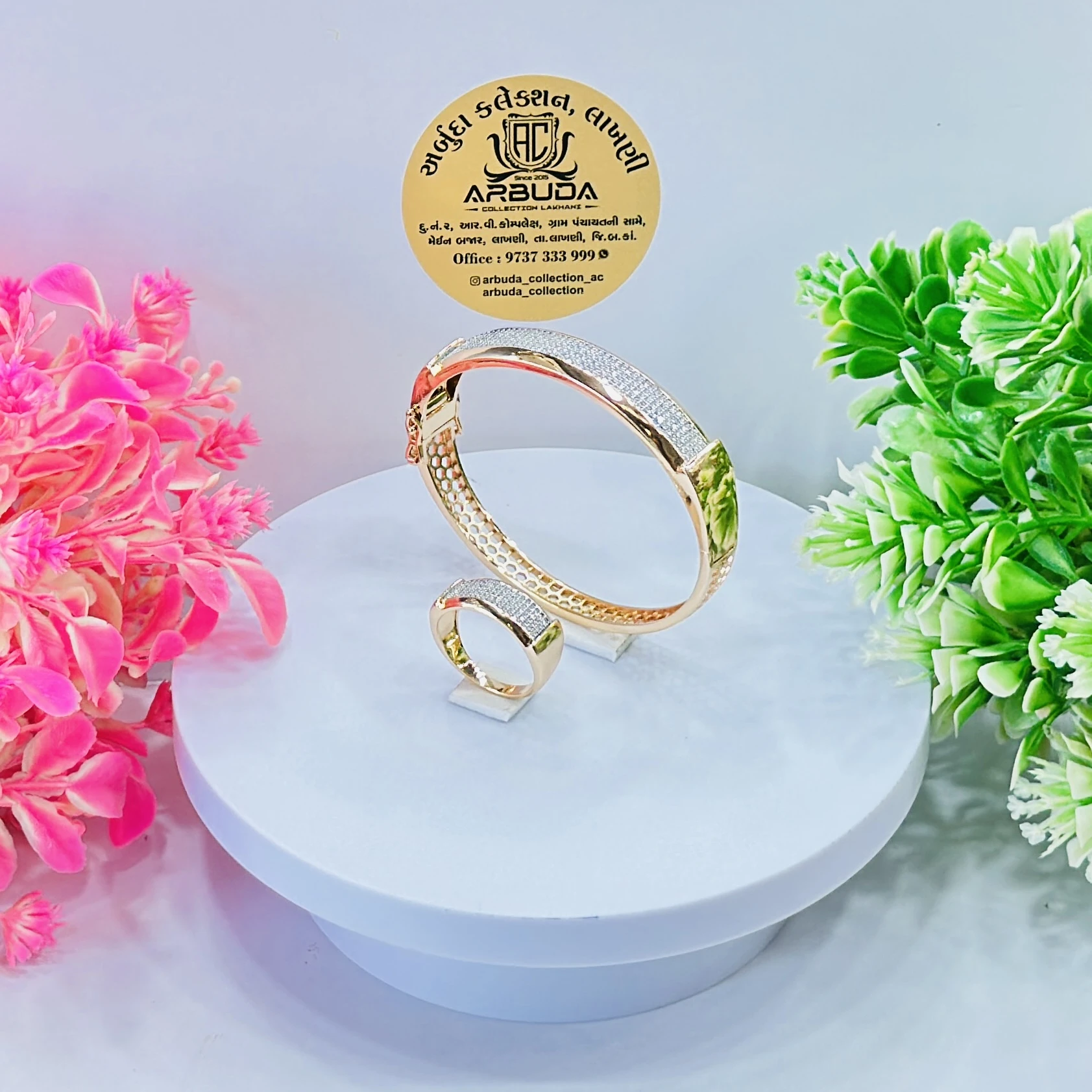 Gold toned  Kada and ring set