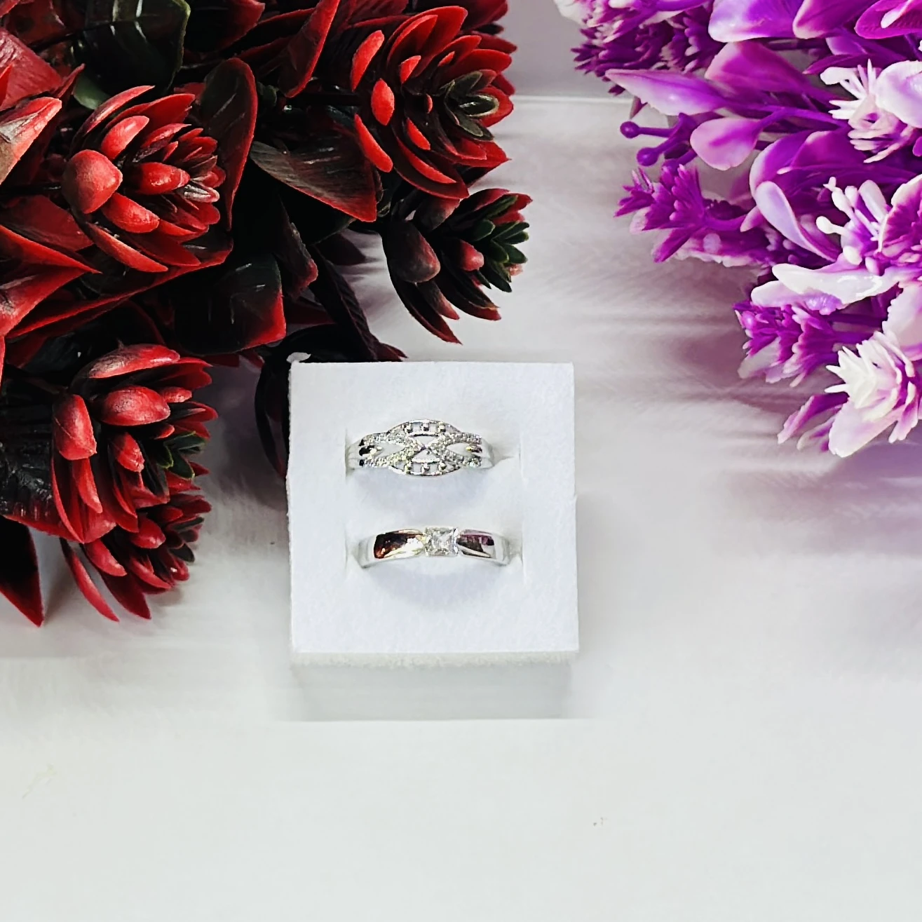 Silver -plated, adjustable couple rings
