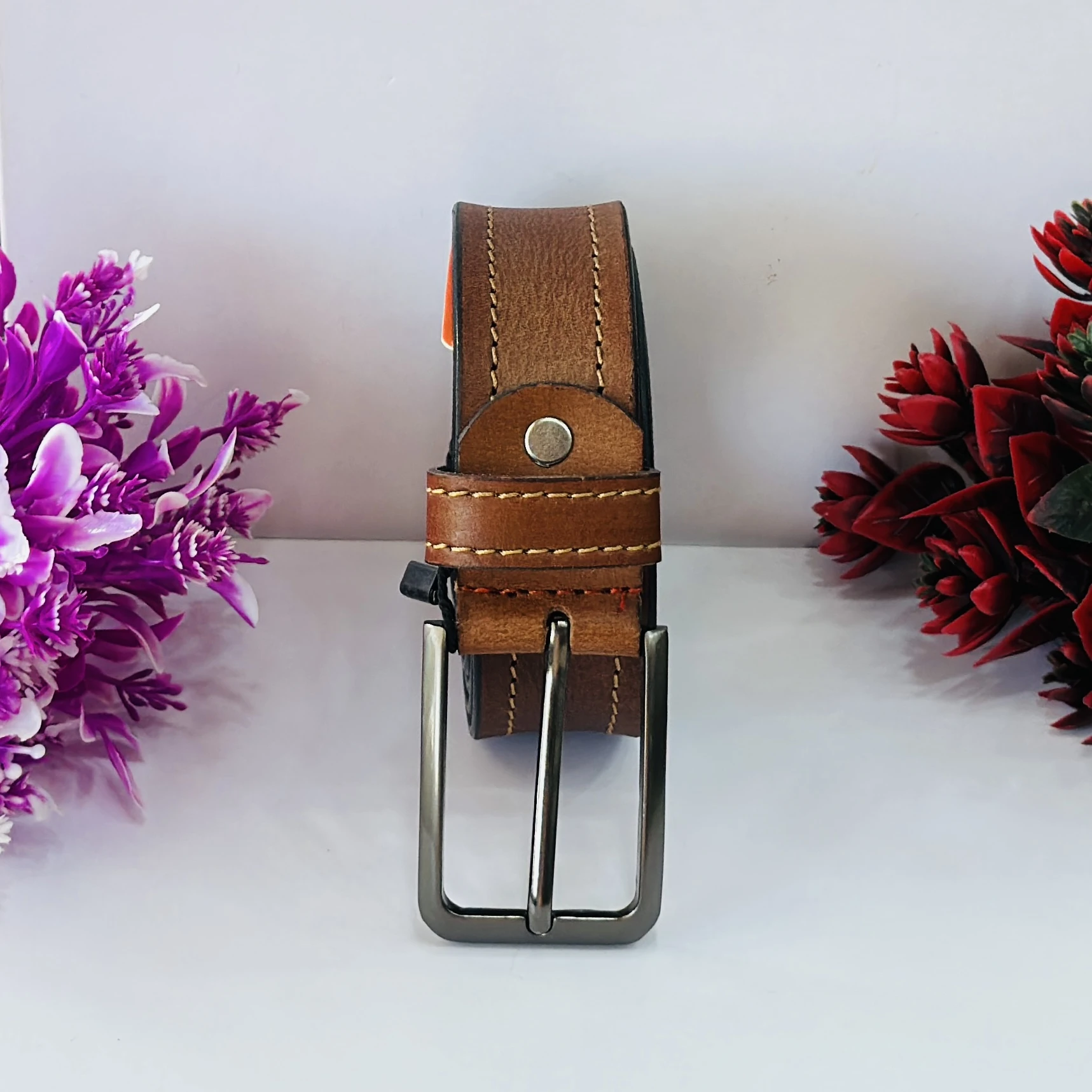 Leather World Mens Genuine Leather Belt