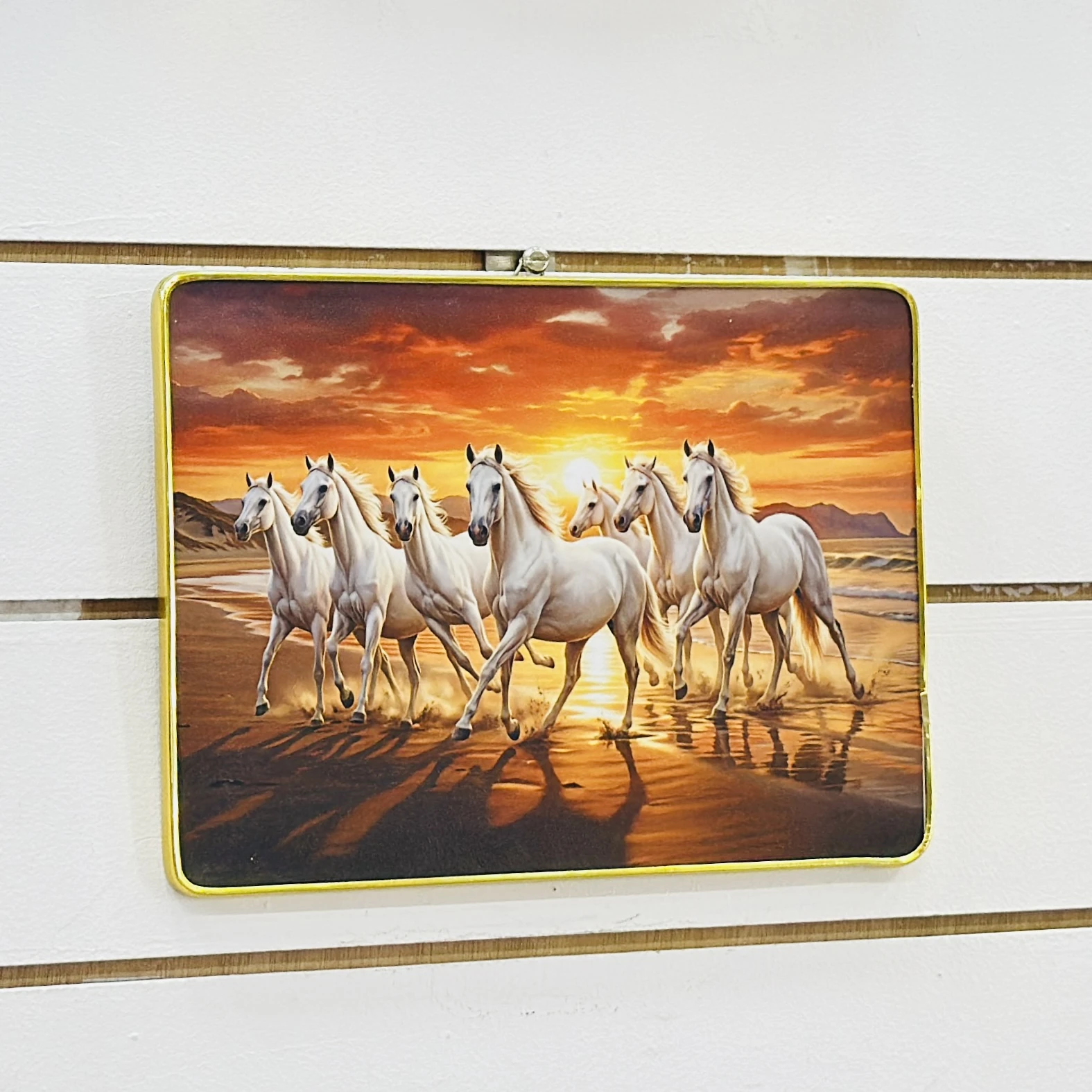 Vastu Lucky Seven Running Horses with Rising Sun framed wall painting…..C03EY7