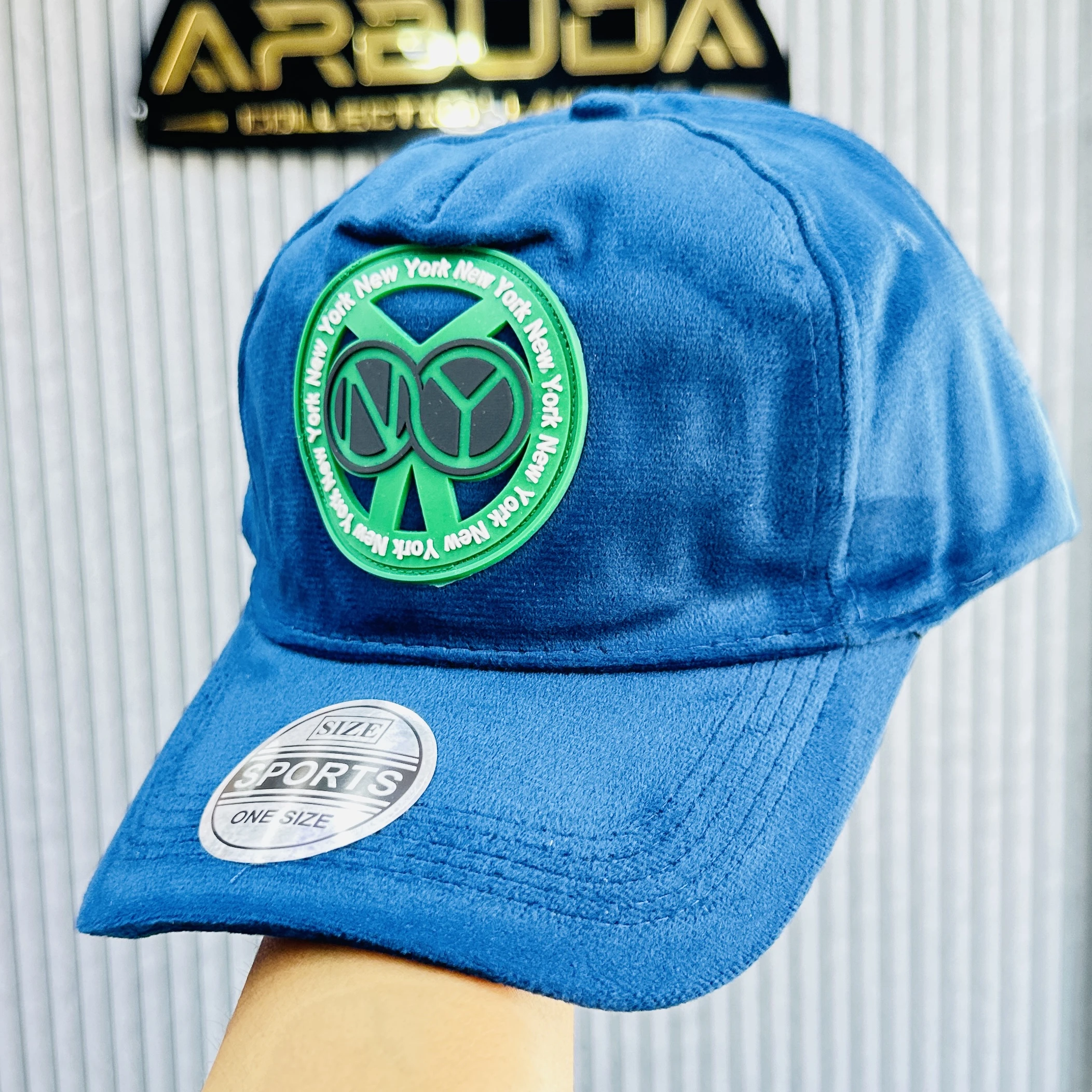 Blue velvet baseball cap