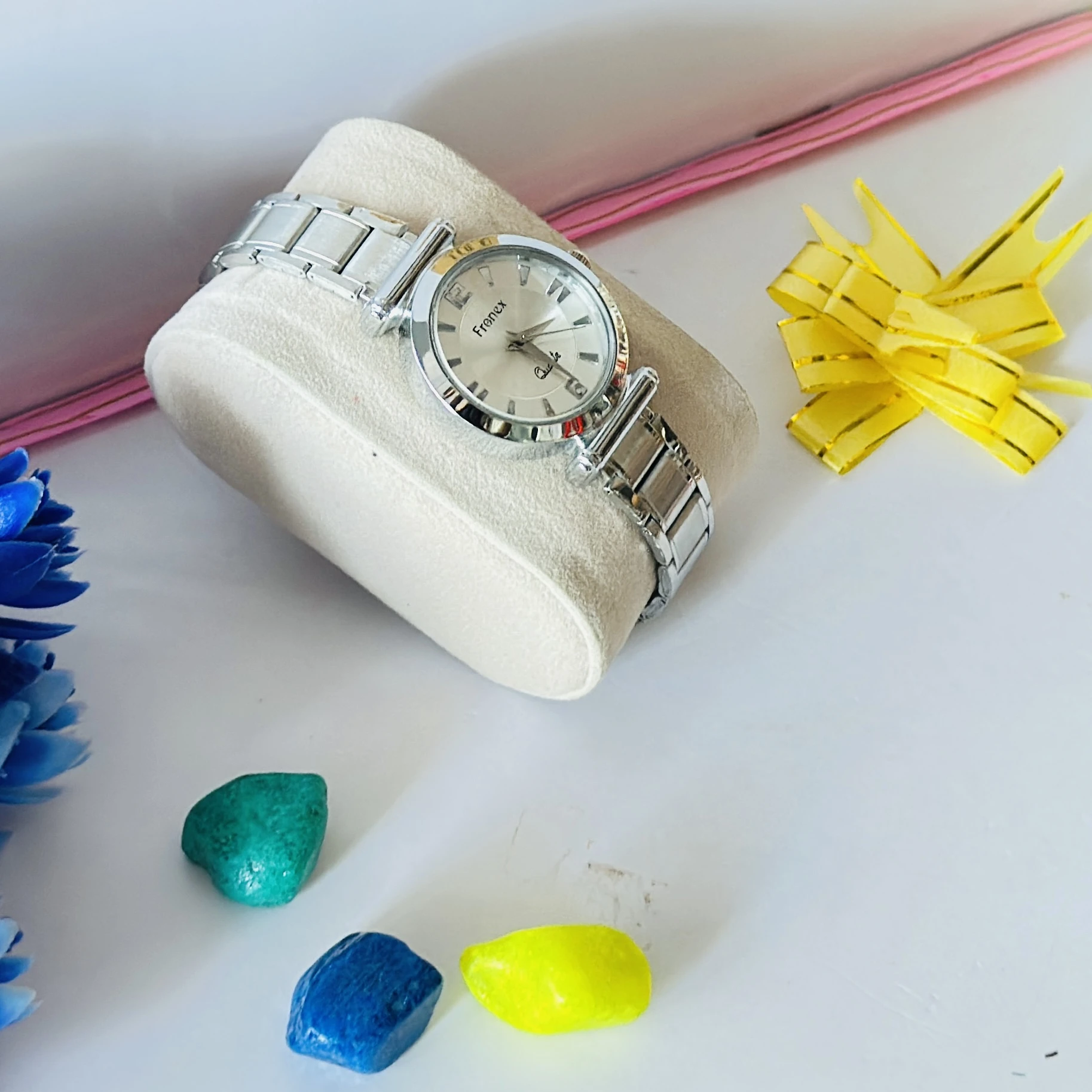 silver-toned analog wristwatch