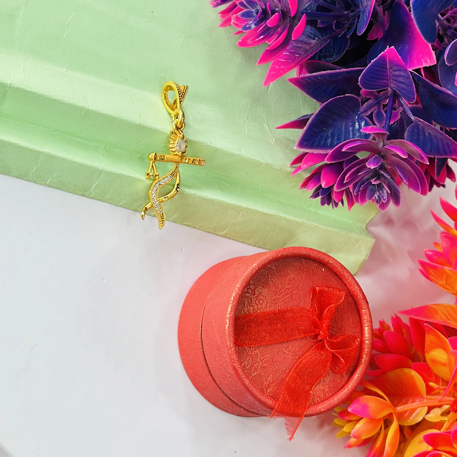 Gold -plated Krishna flute pendant