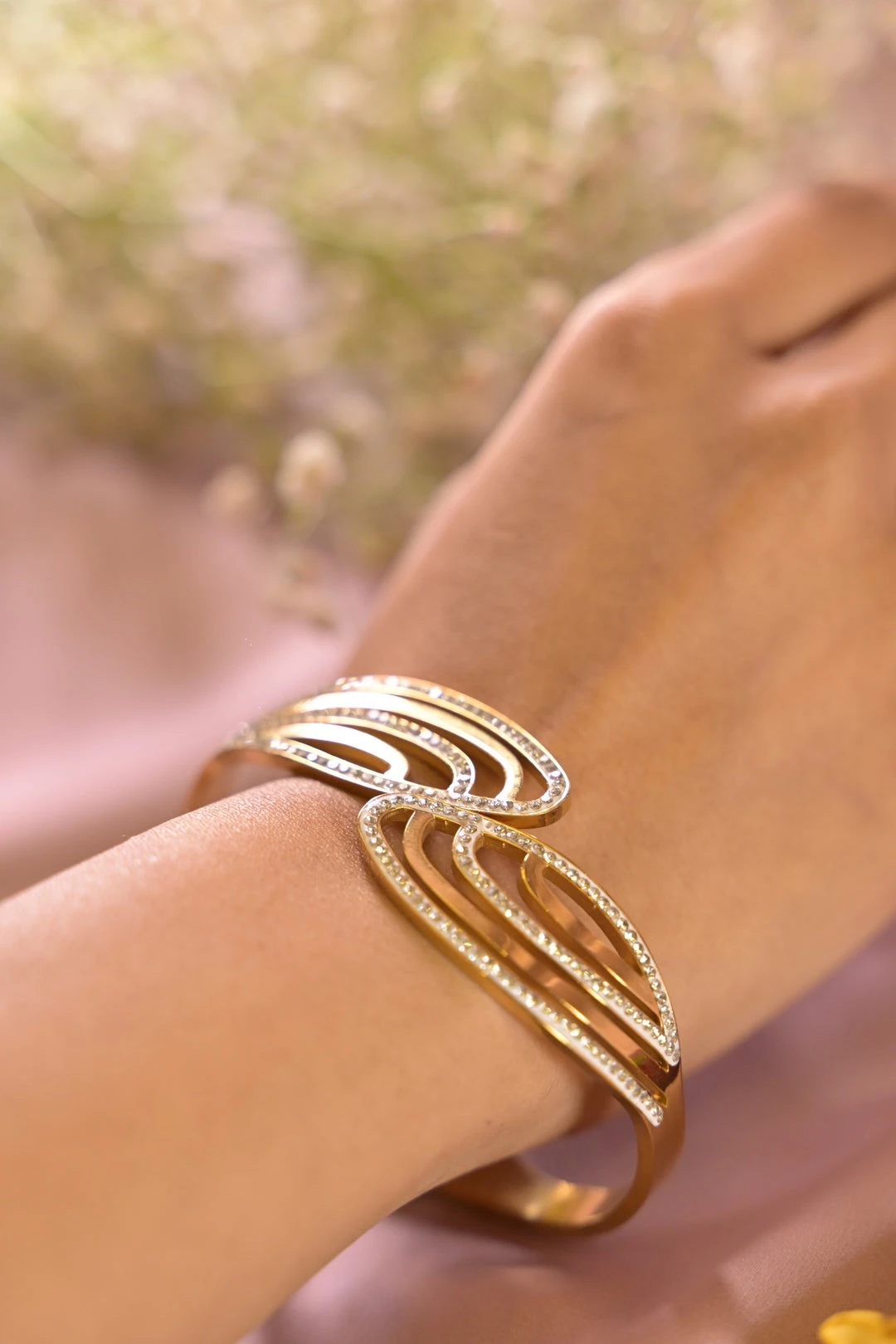 Gold plated stainless steel cuff bracelet