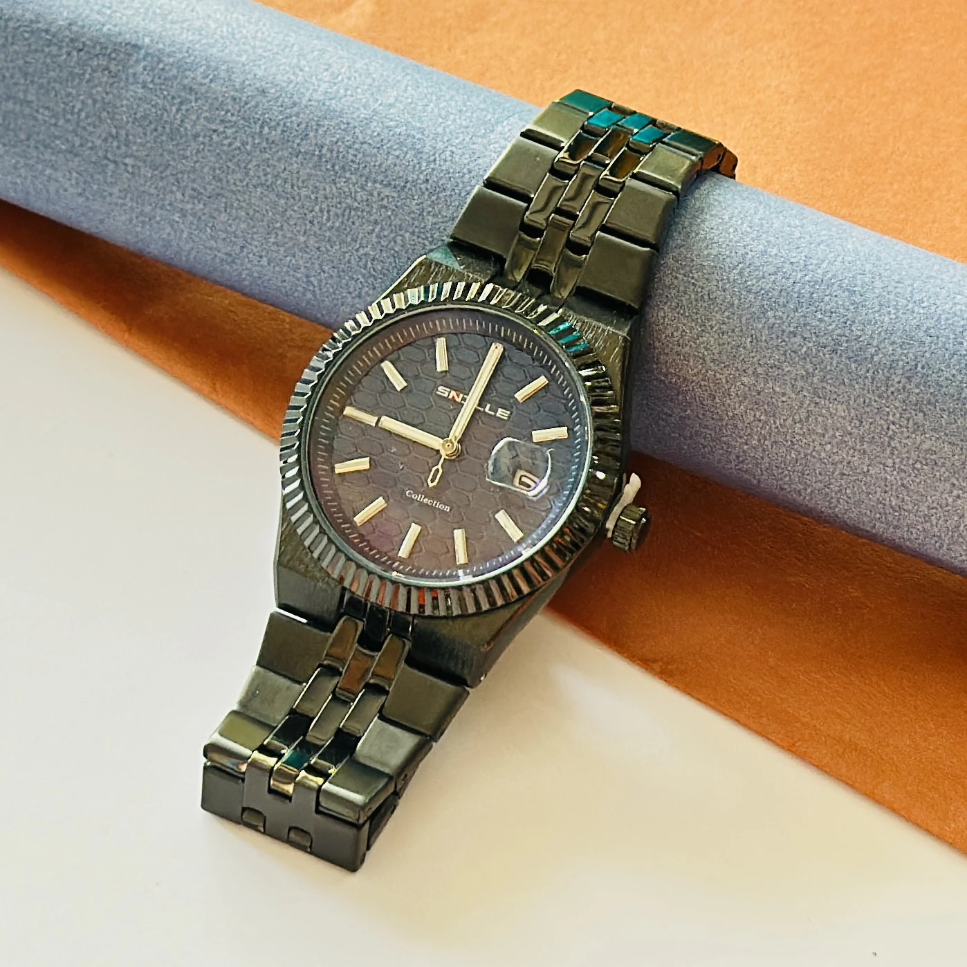Black stainless steel analog Watch