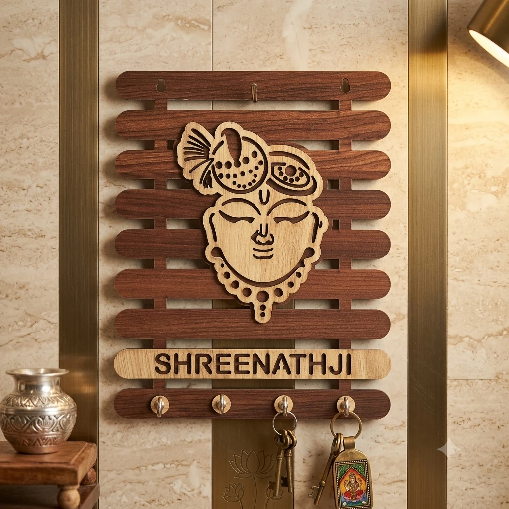 Shree Nath Ji wooden key holder(SKU-H4PFNW)