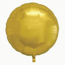 Gold colored, round  foil balloon