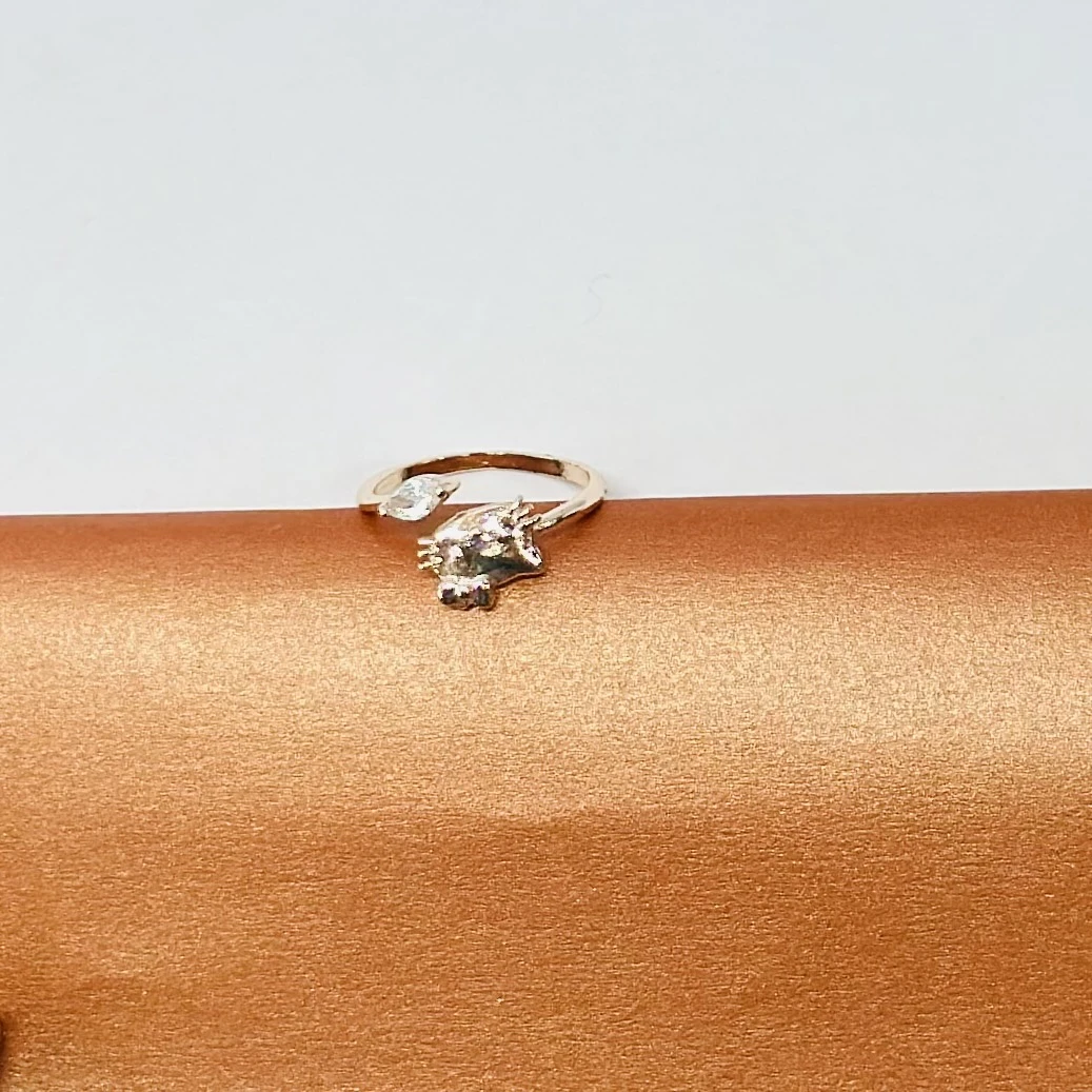 sterling silver adjustable cat ring