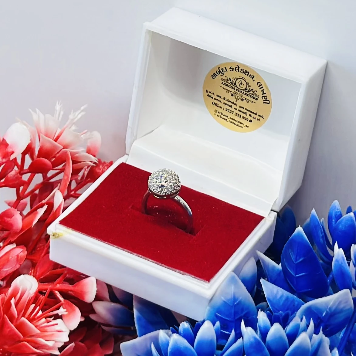 Abdesigns silver-plated American diamond cocktail ring.