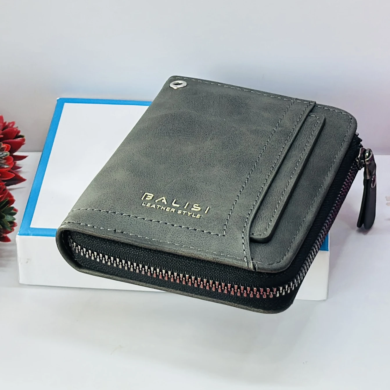 Grey "Balisi" leather-style men's wallet