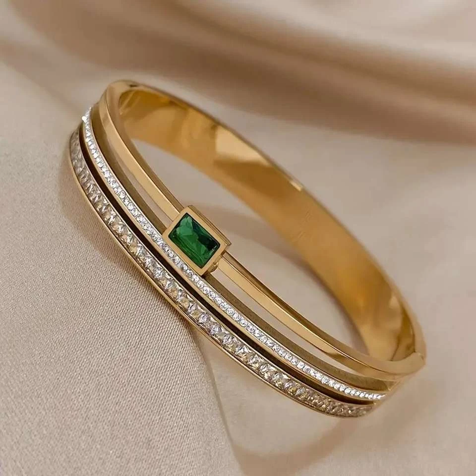 Gold plated multi-layer bangle bracelet