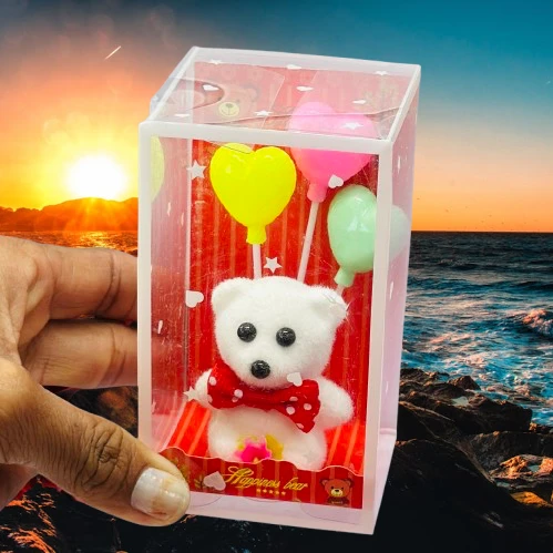 Decorative teddy bear gift set in a transparent box