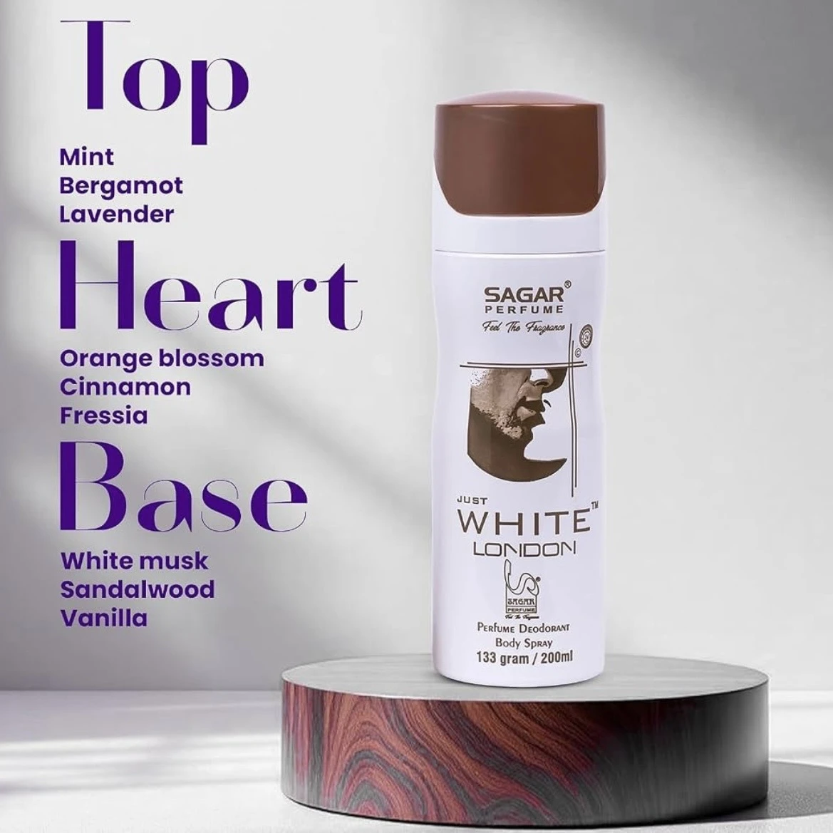 Sagar Just White London Deodorant Spray.