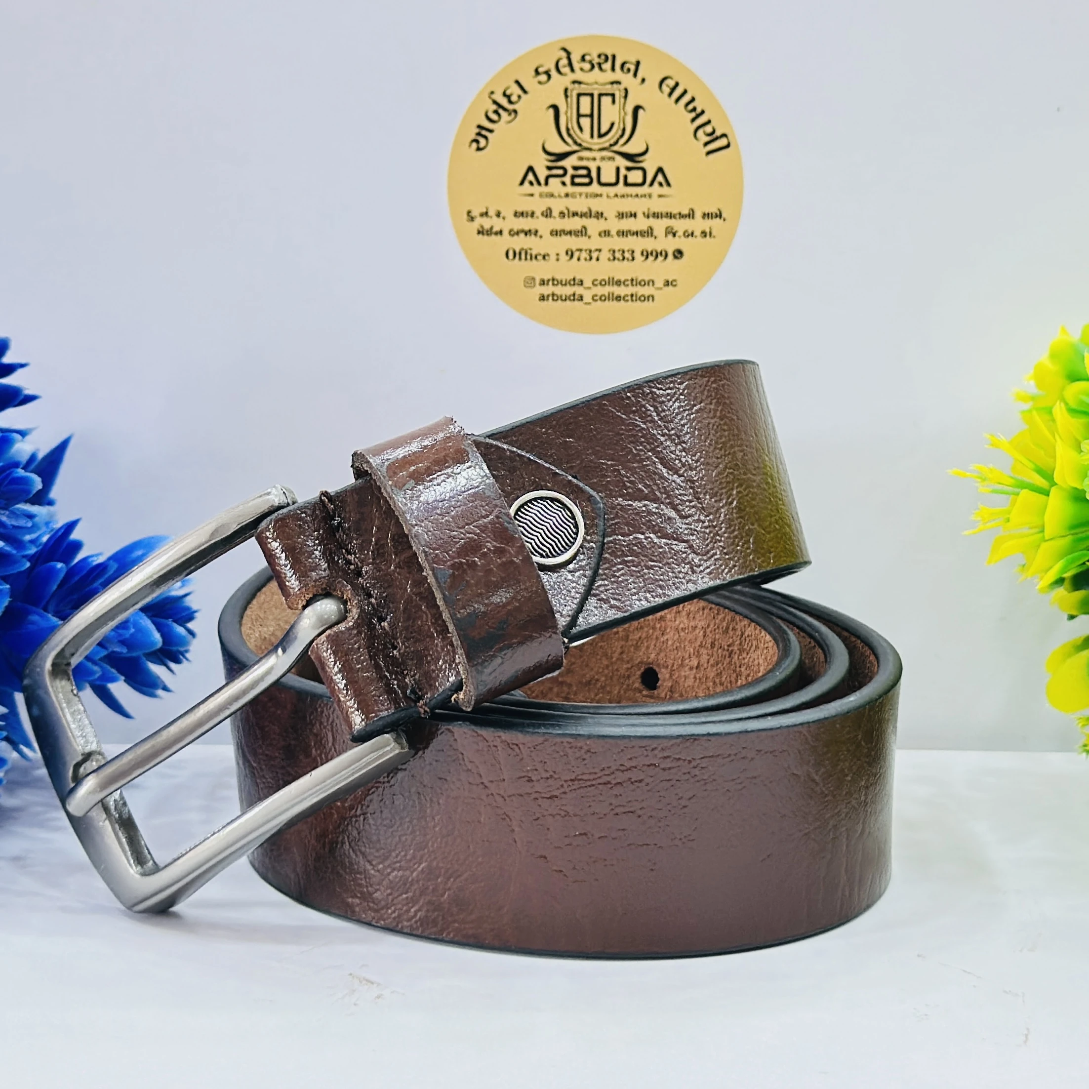 men's brown leather belt