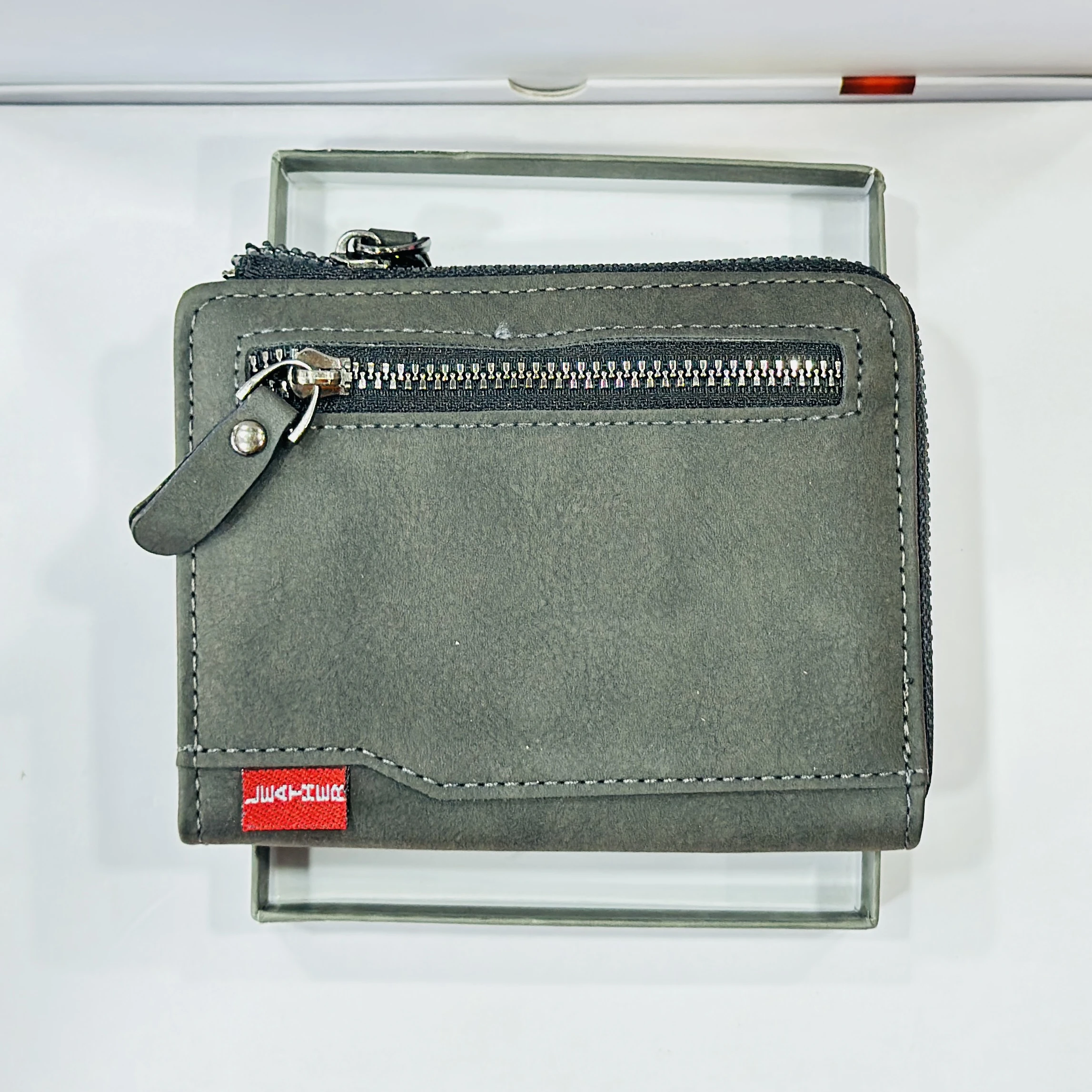 Grey Loise Borren branded bi-fold wallet