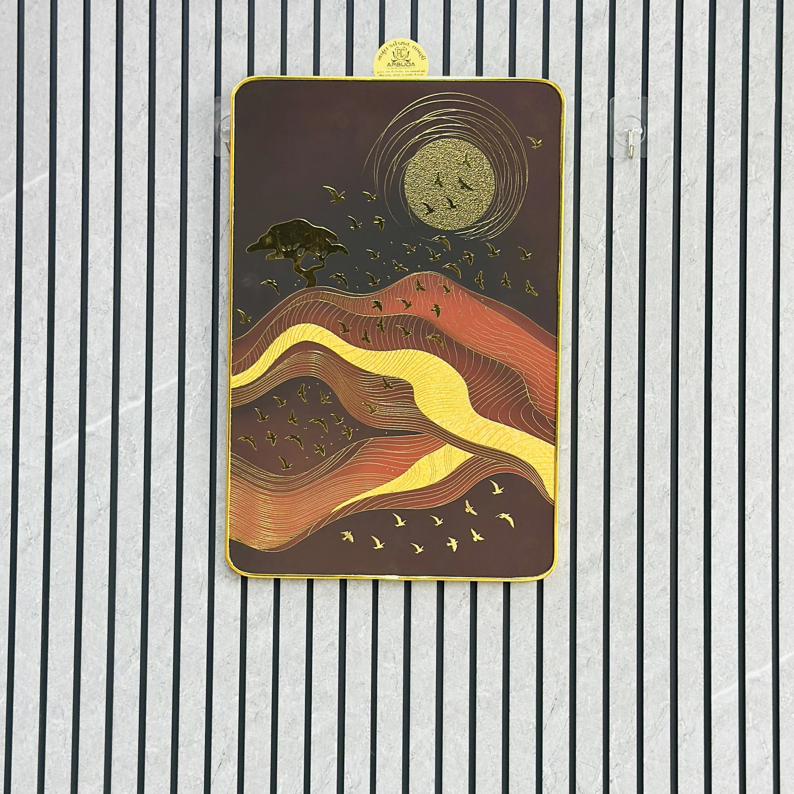 Sun, mountains, a tree, and birds(SKU-AEEEMM)