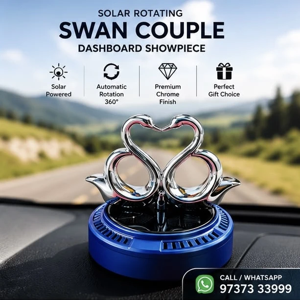 solar-powered swan couple showpiece