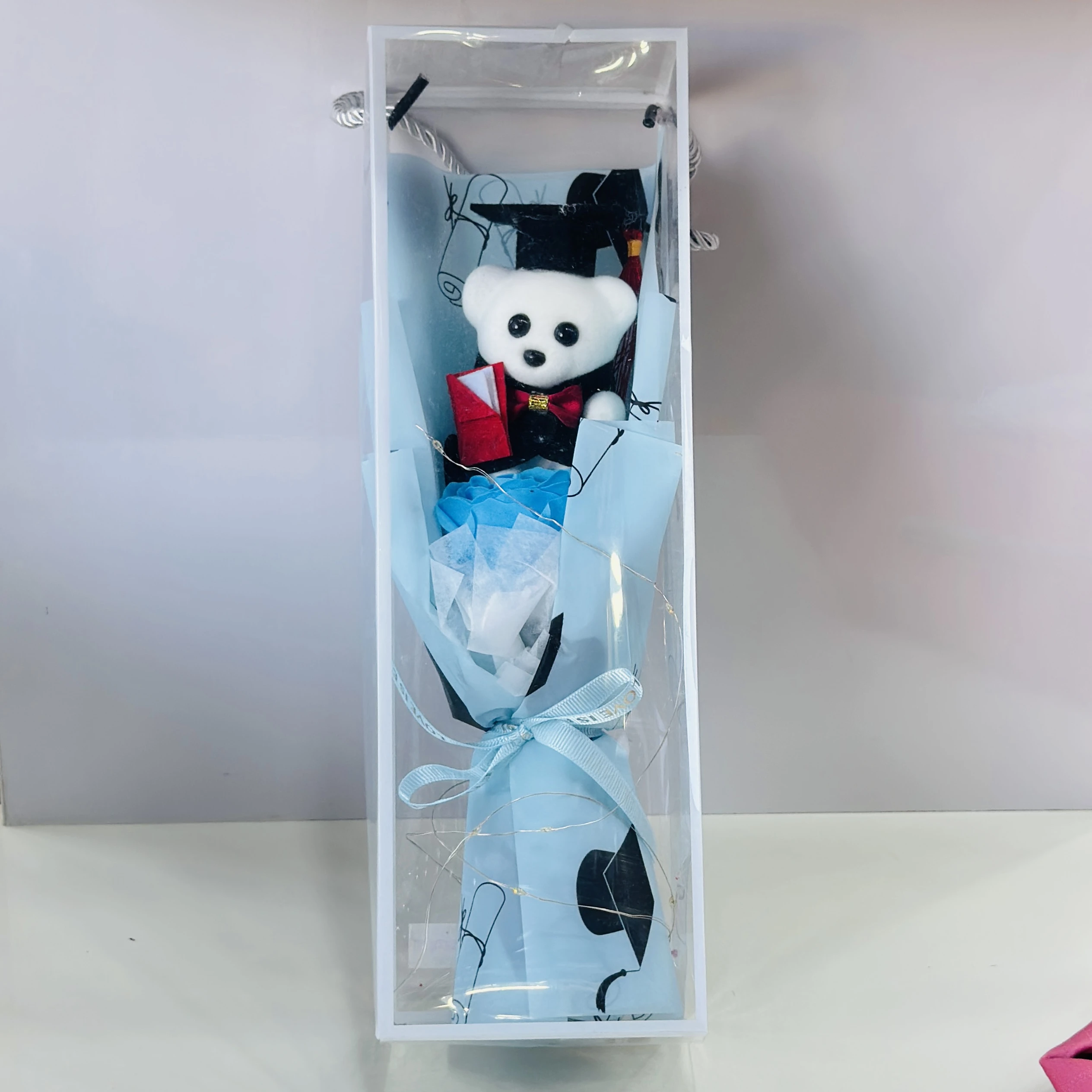 Bear Flower Bouquet Artificial Roses