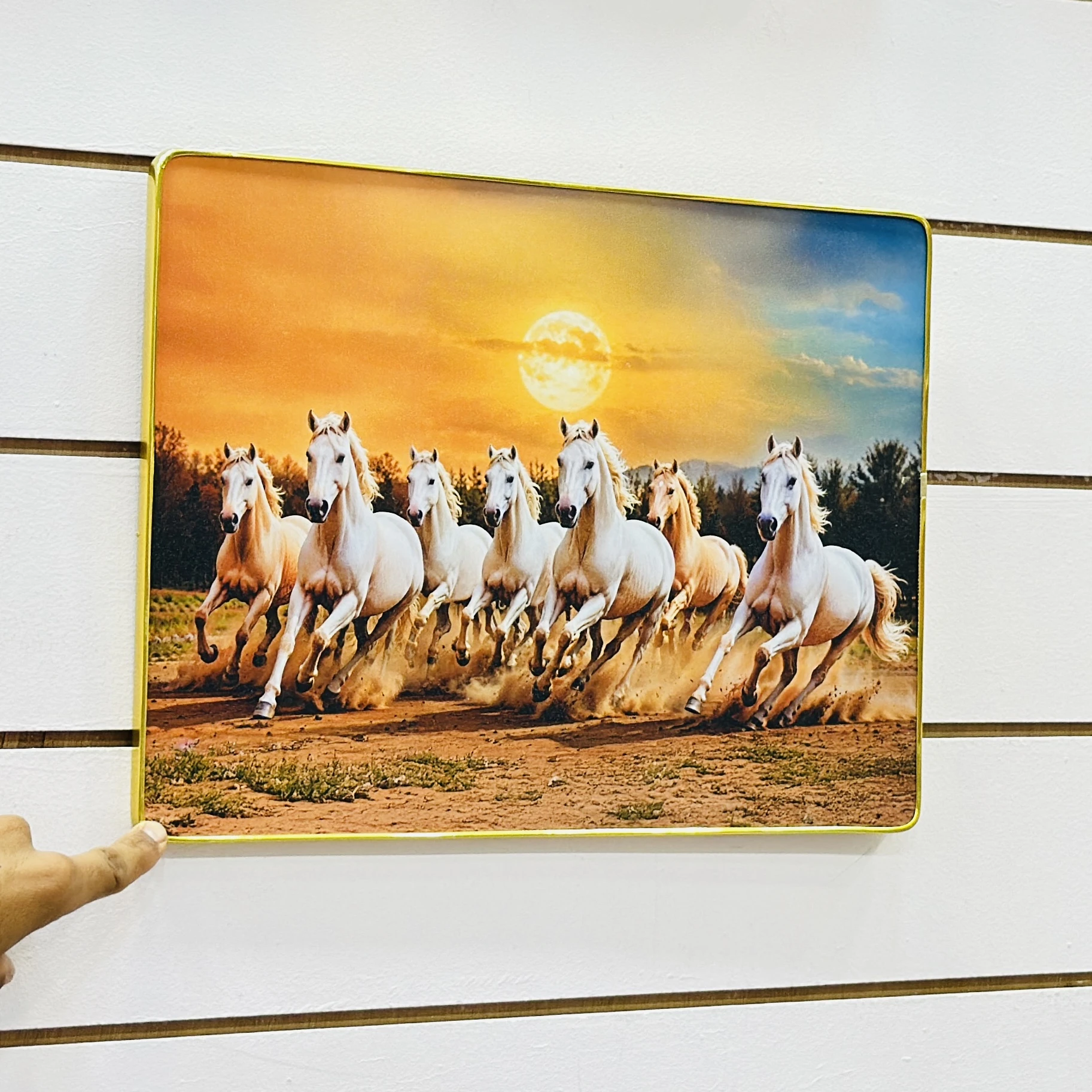 SAF 7 Horses Sunrise Framed UV Coated Digital Reprint wall poster designed for Vastu and home decoration. …..XOLTM3