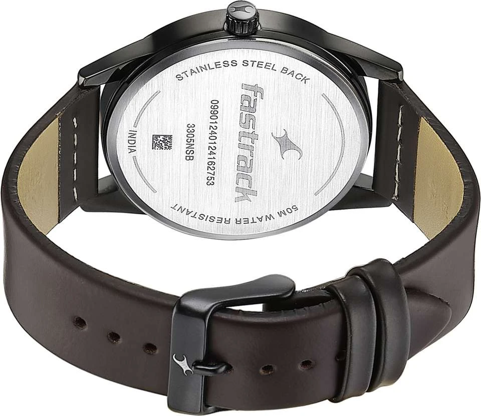 Quartz Analog Green Dial Brown Leather Strap Watch…. model 3305NL01.