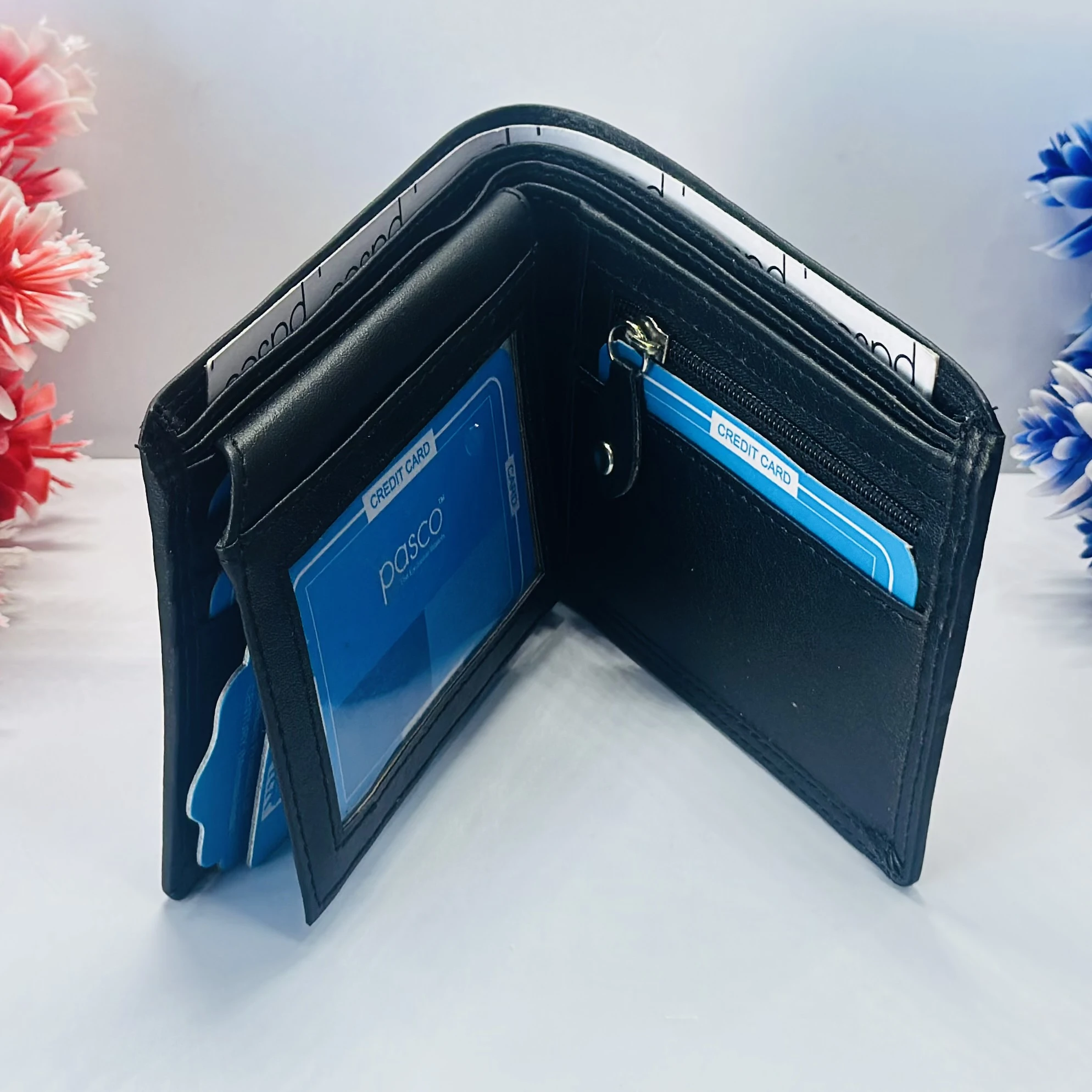 Pasco black artificial leather bifold wallet.