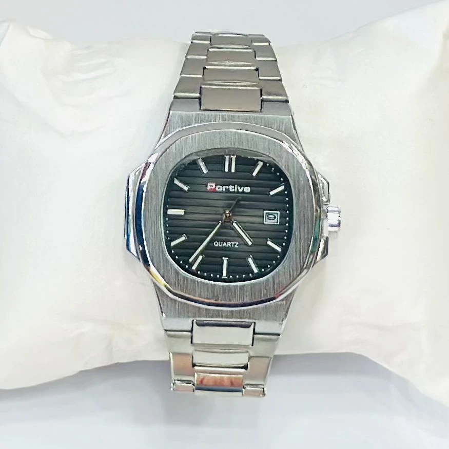 Portive Men's Silver Classic Analog Durable Stainless Steel Strap Formal Style Designed Watch