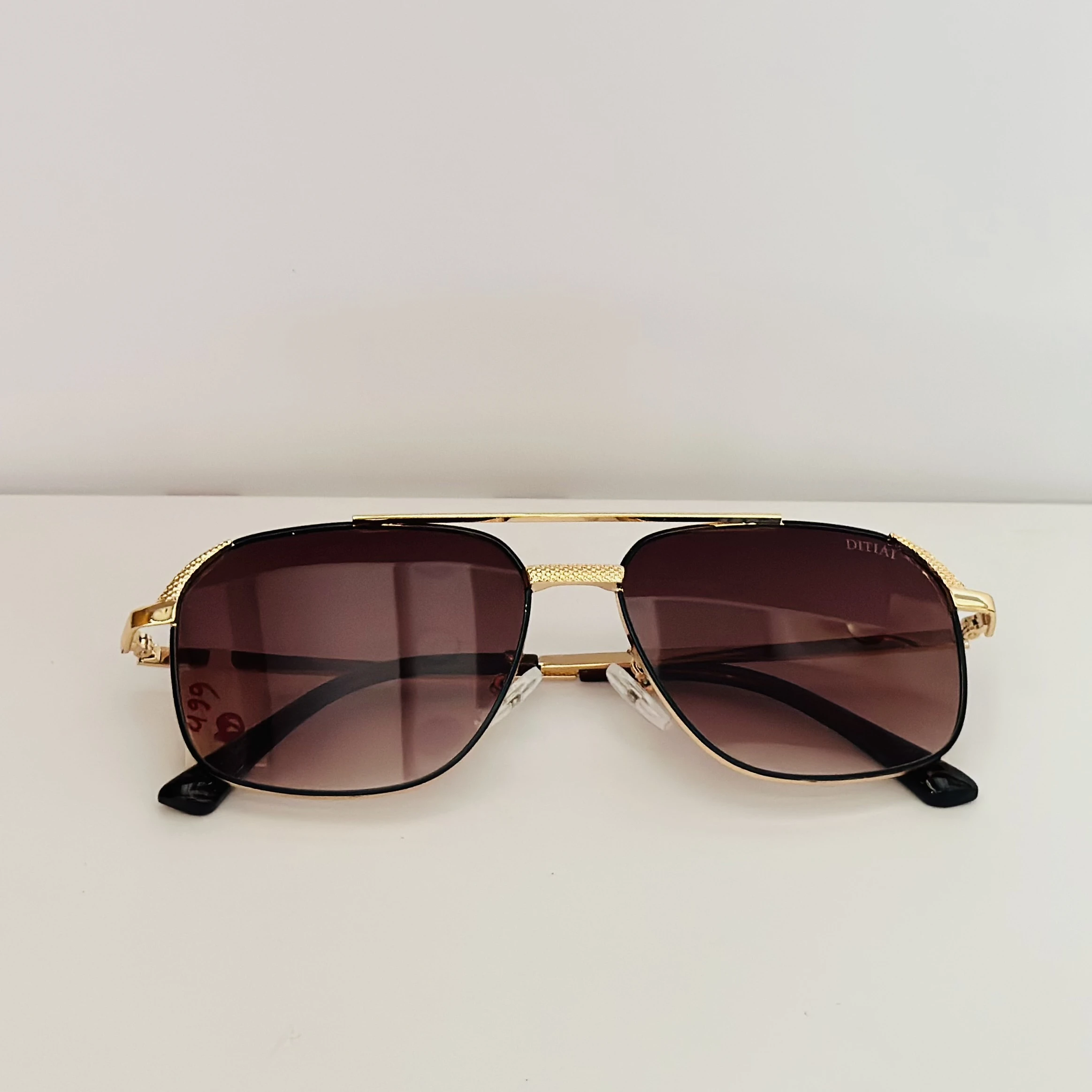 Vincent Chase gold and black square sunglasses