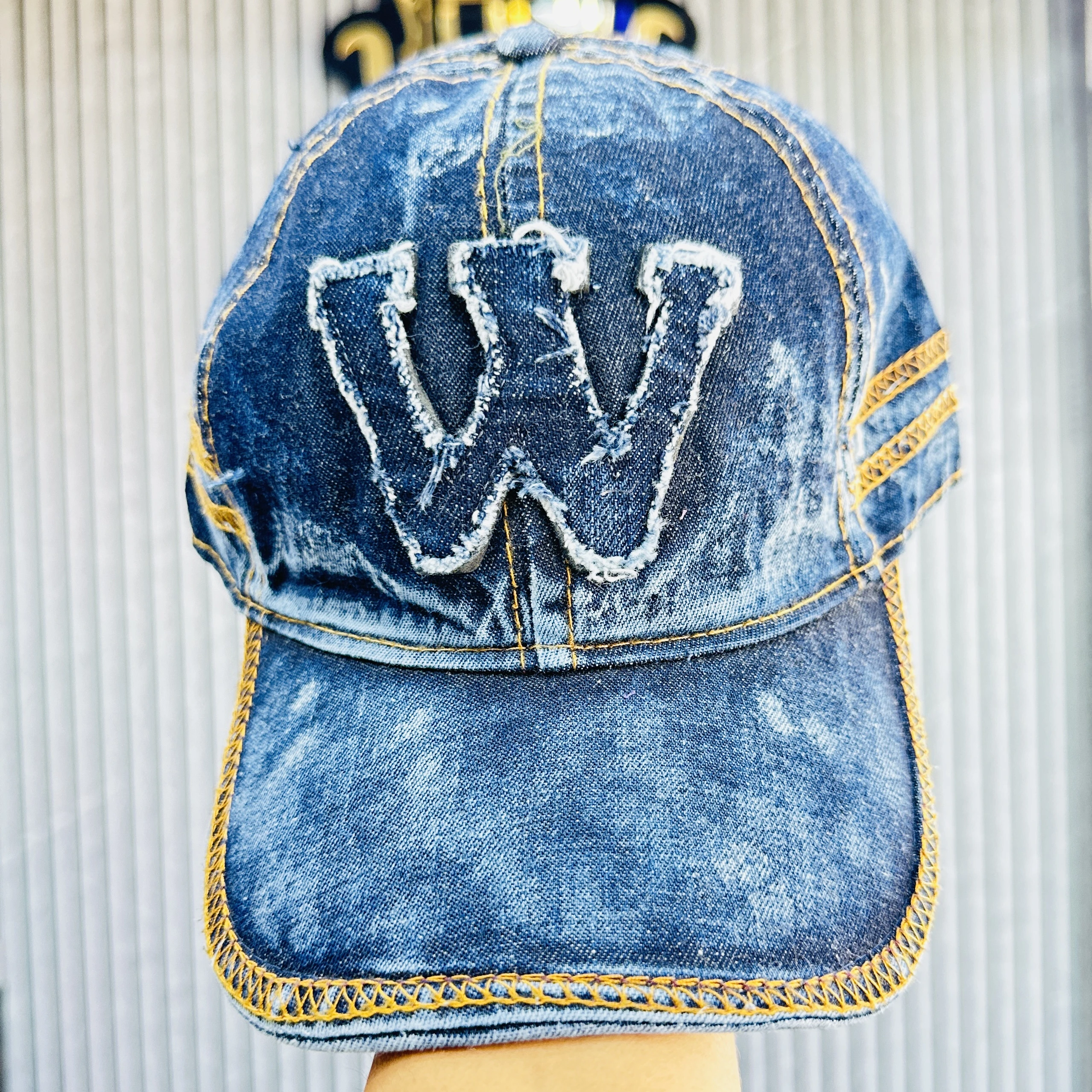 Blue denim baseball cap