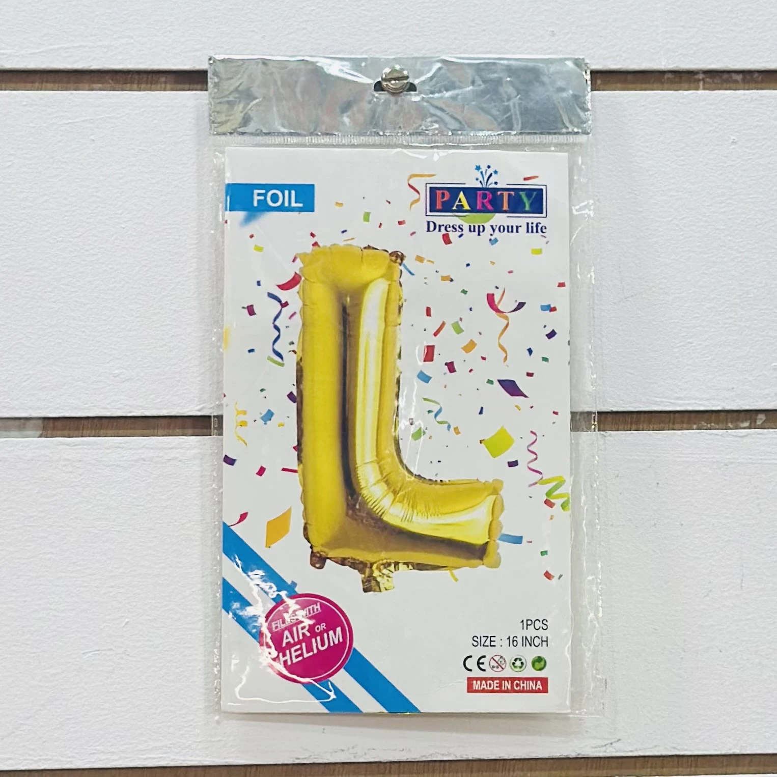 Gold foil letter "L” balloon