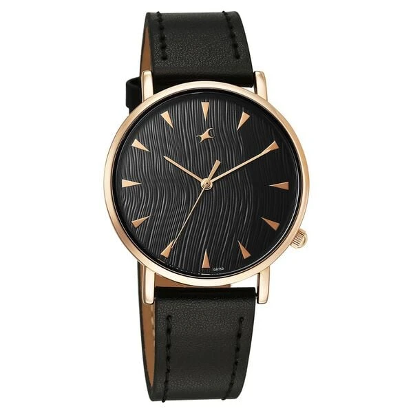 Fastrack Stunners X Quartz Analog Black Dial Leather Strap Watch For Girls