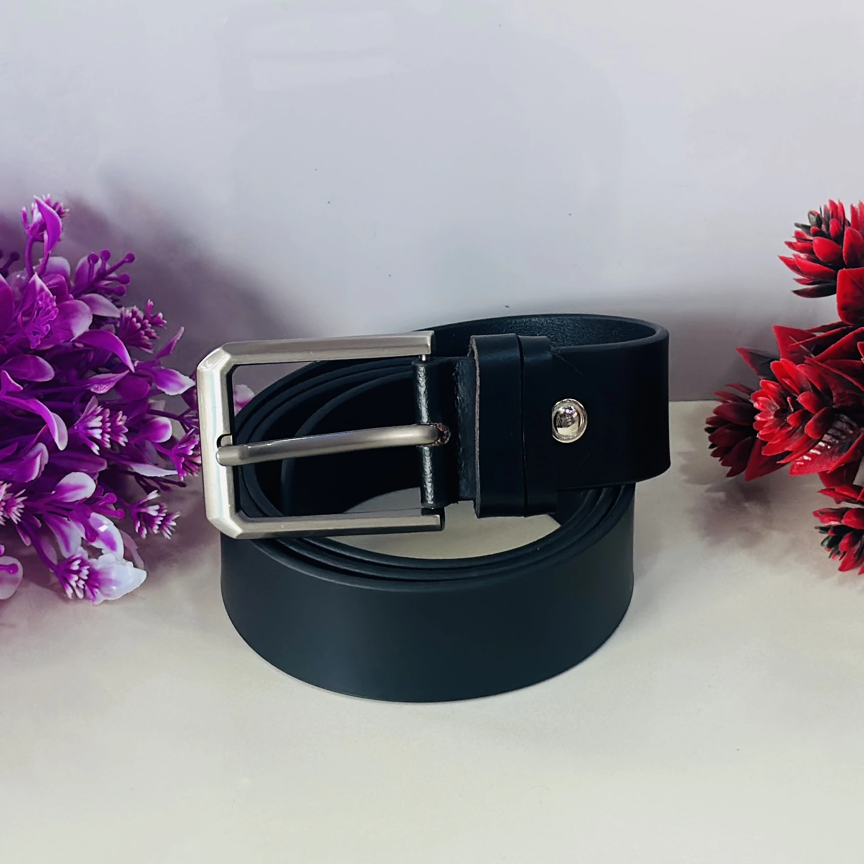 Black leather men's belt.