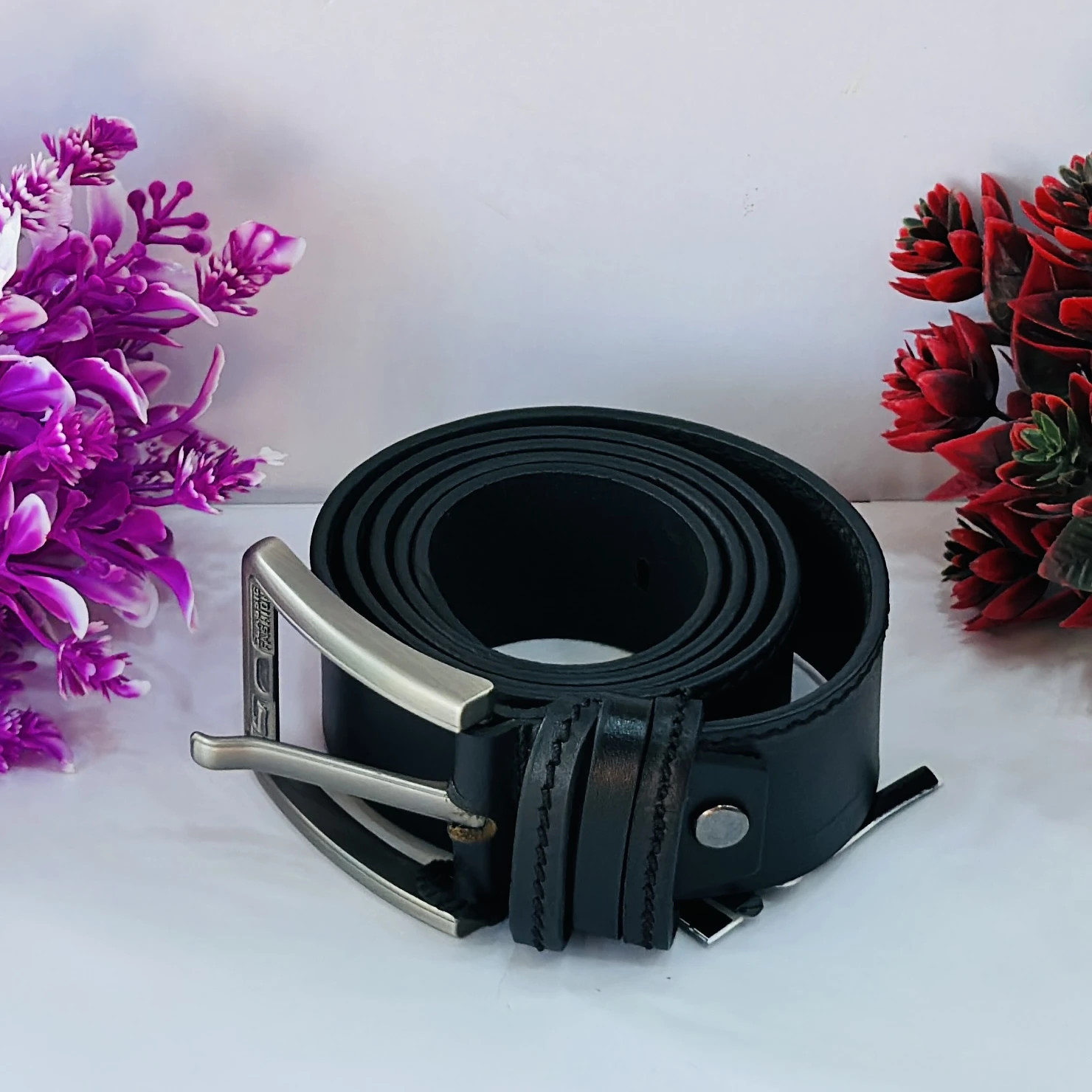 Casual Black Artificial Leather Belt