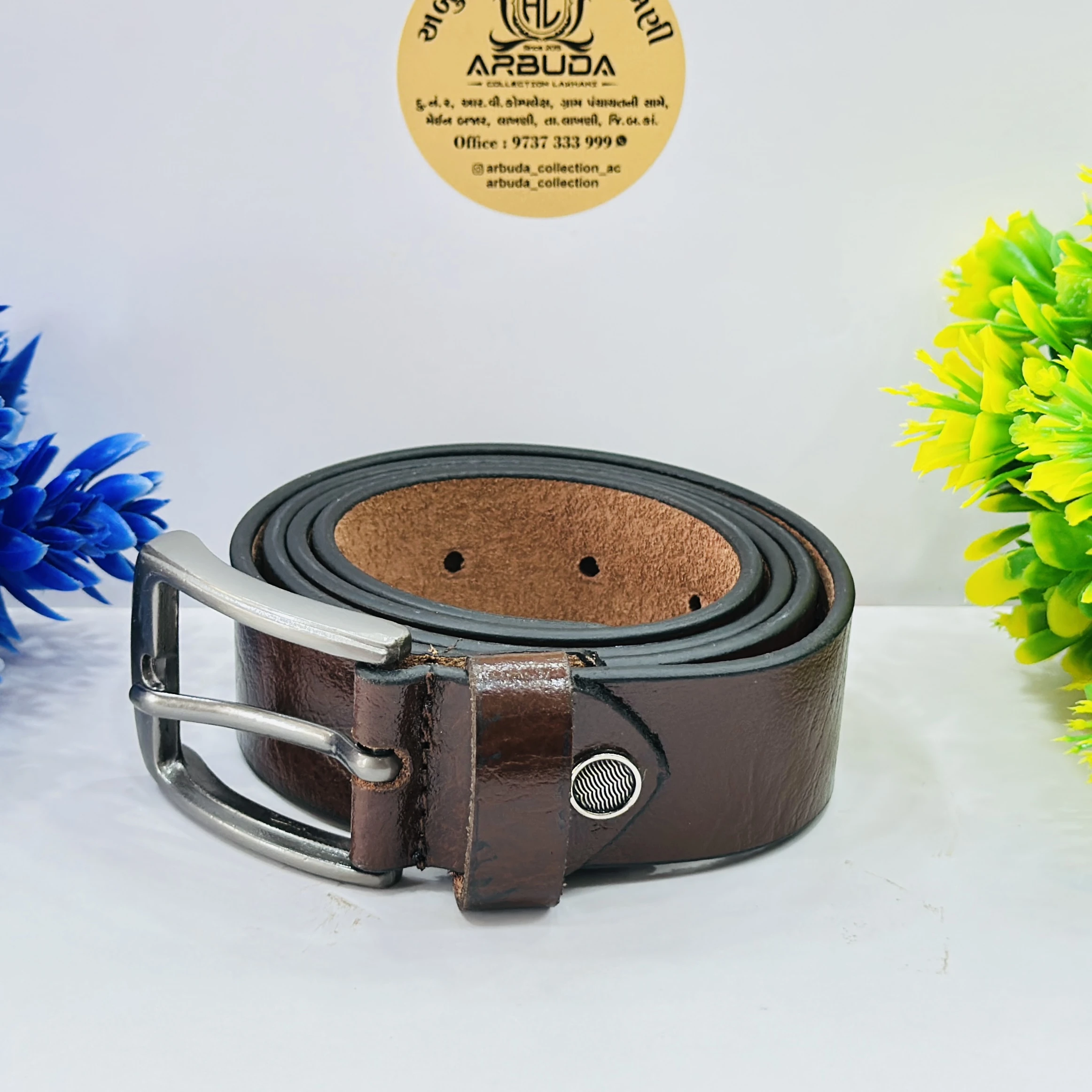 men's brown leather belt