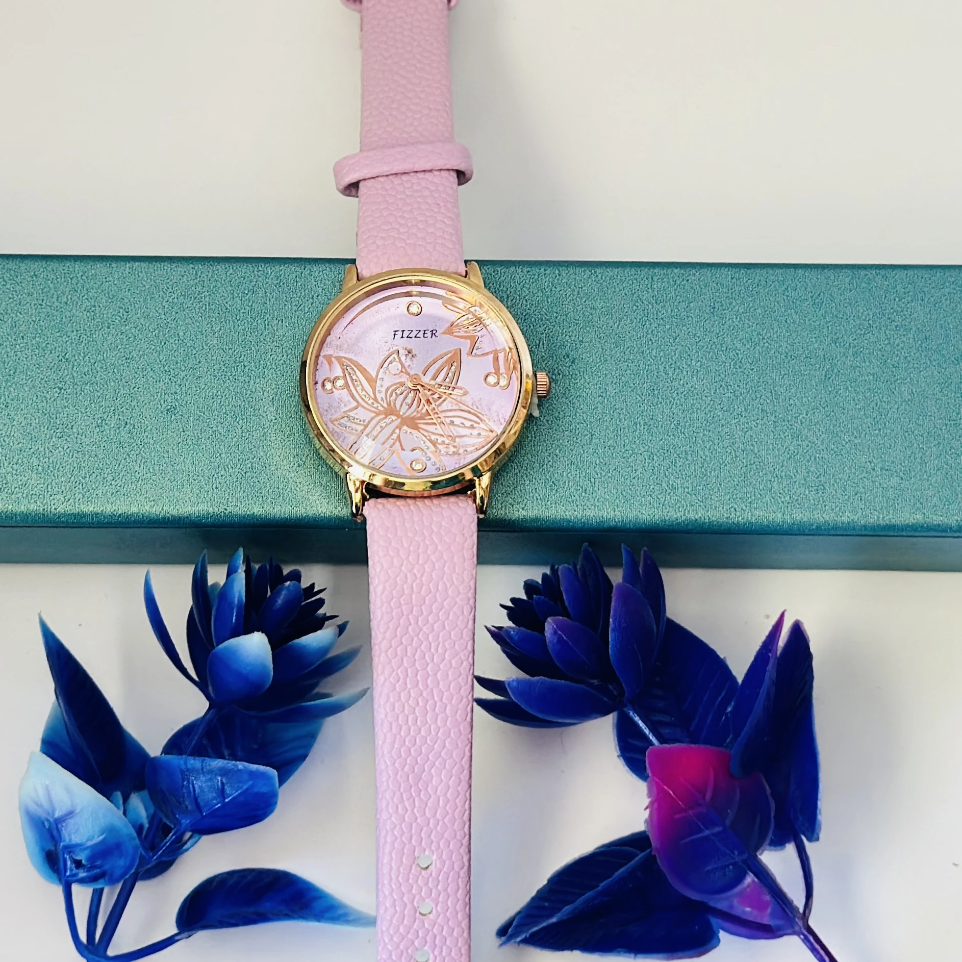 Women's Analogue Roman Flower Designer Leather Strap Watch