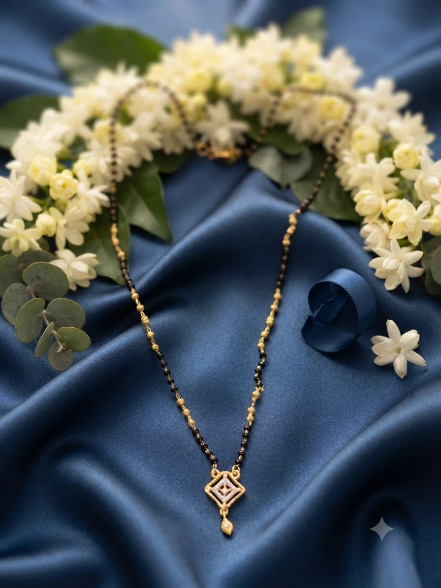 Gold-Plated Zircon Mangalsutra