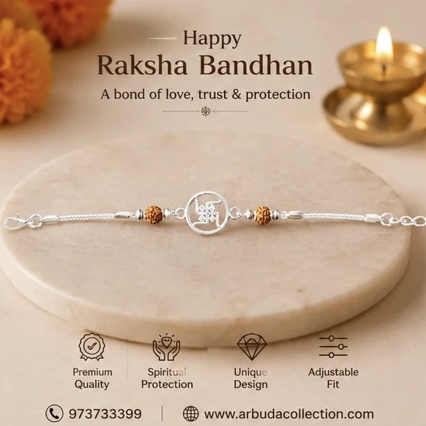 sterling silver and features a swastik symbol charm.