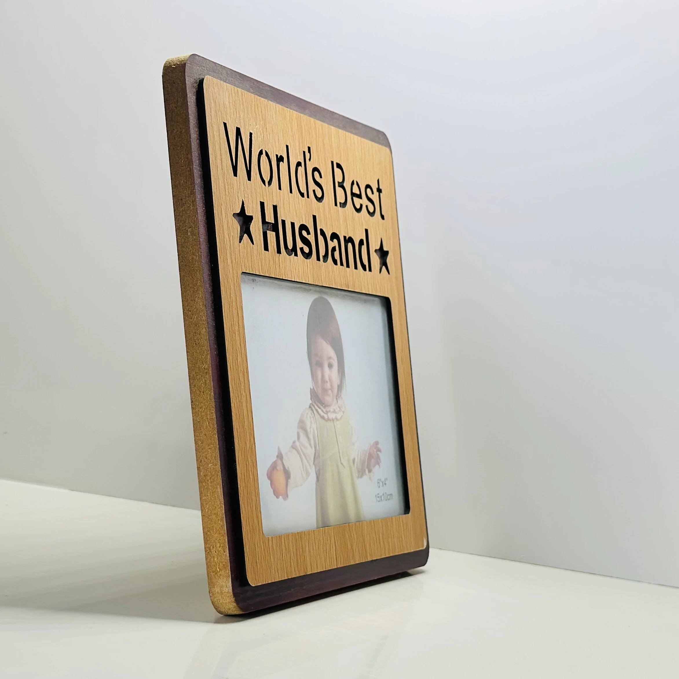 Art Street MDF Table Photo Frame With World's Best Wife Engraved, Cutout Picture Frame