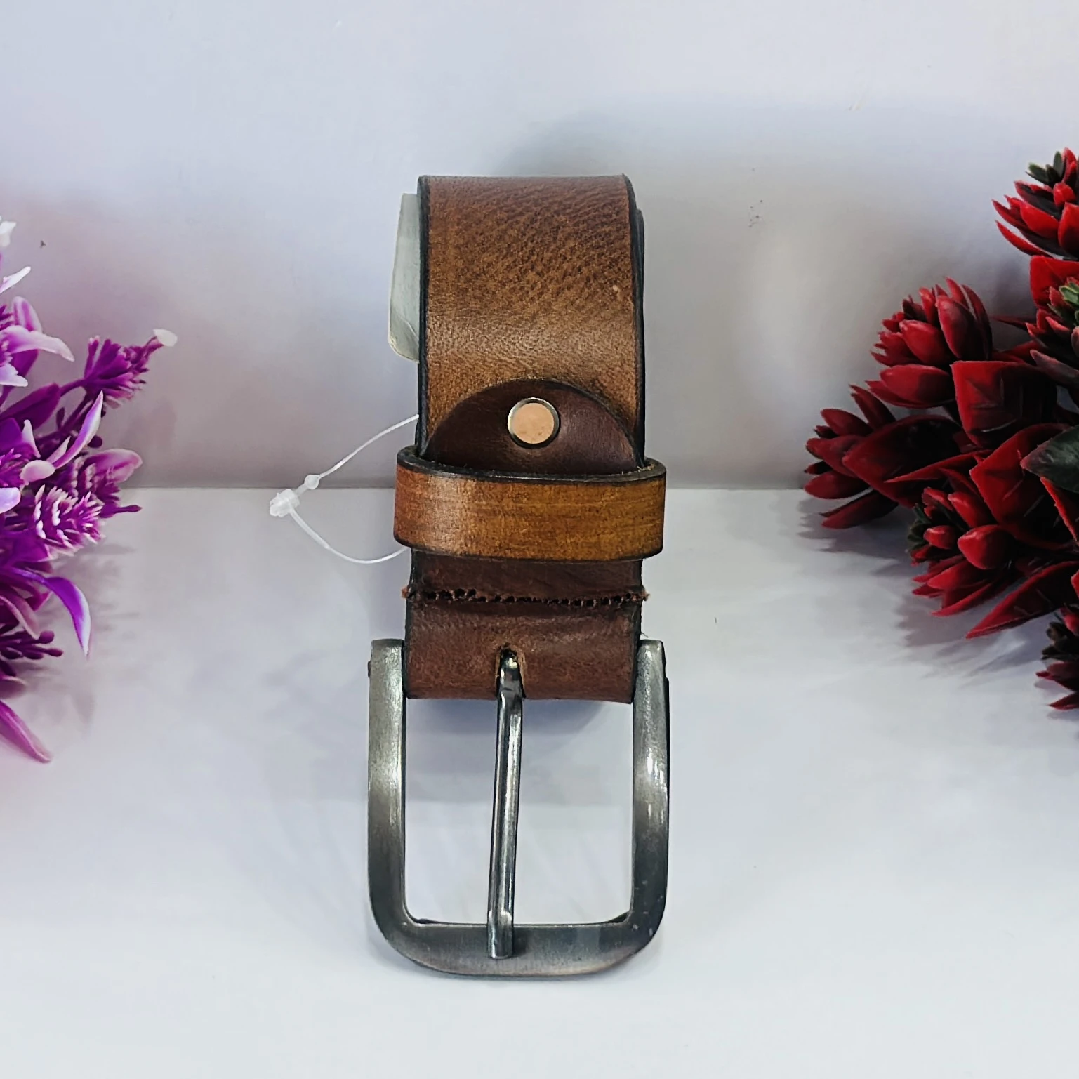 Brown genuine leather formal and casual belt
