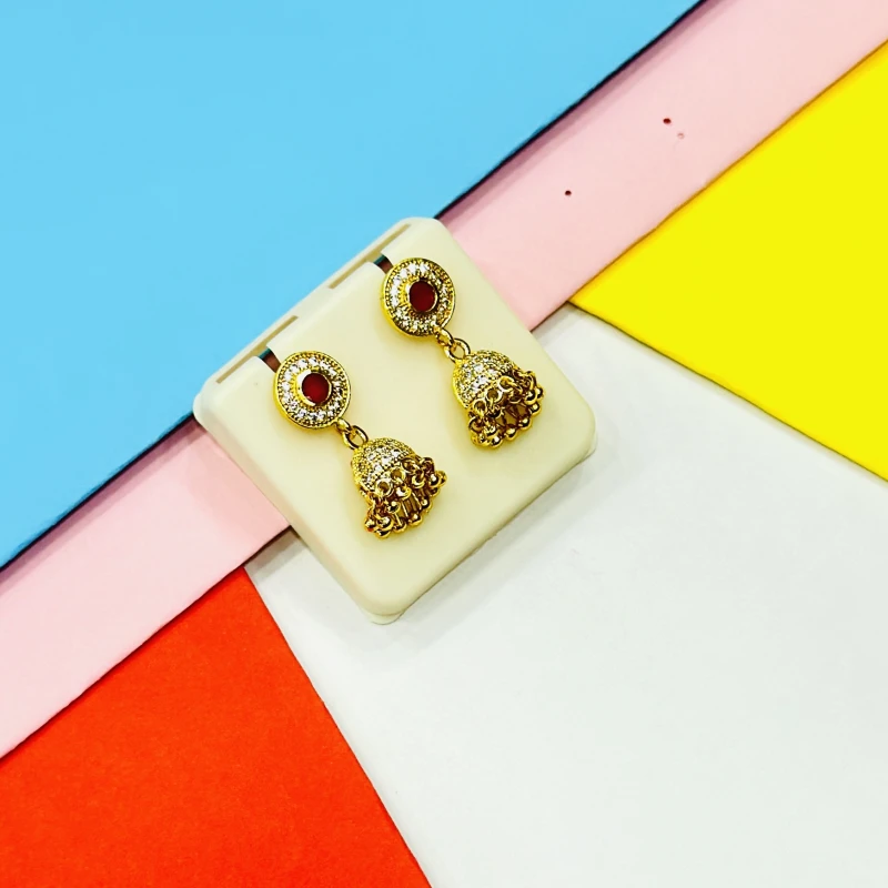 traditional gold-plated jhumka earrings