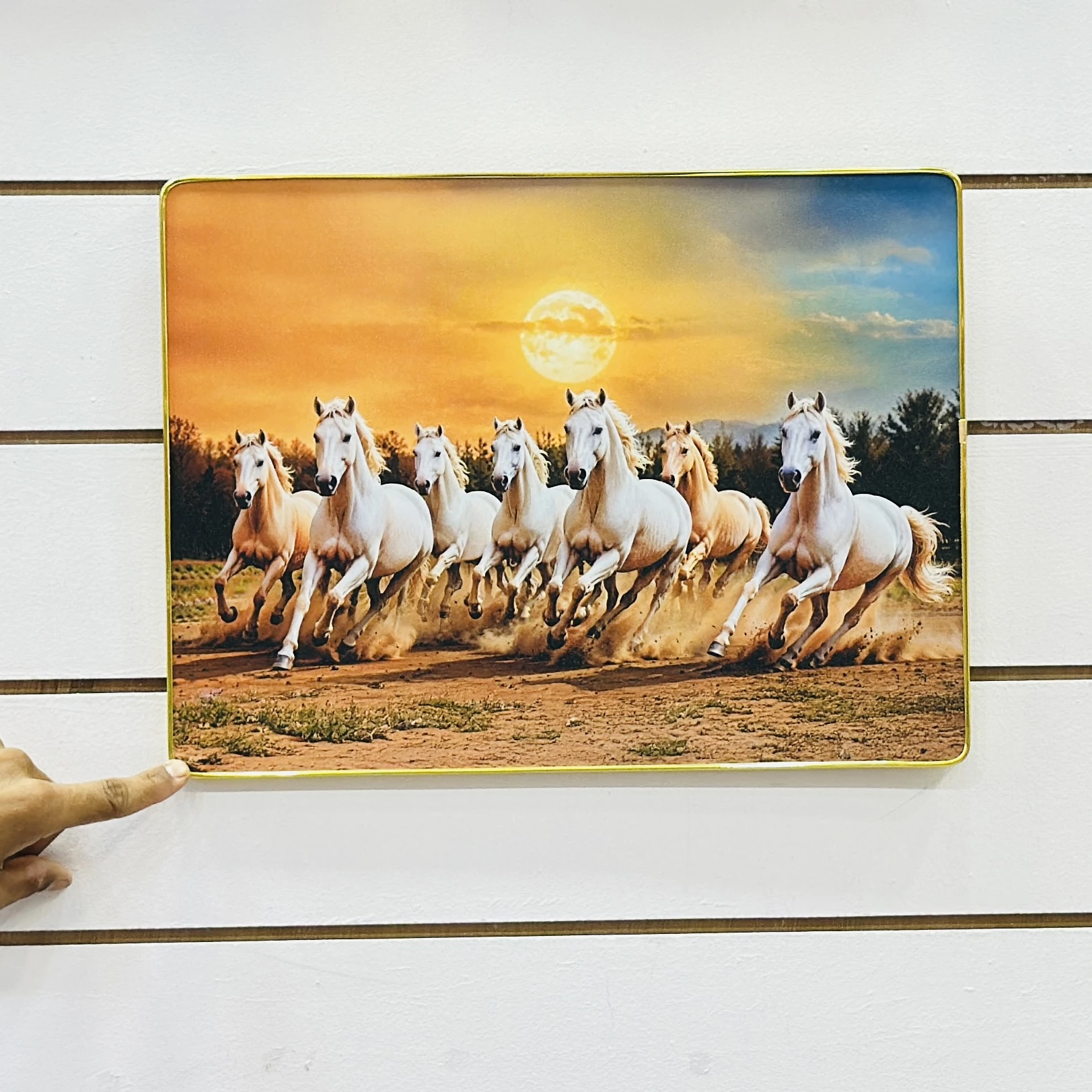 SAF 7 Horses Sunrise Framed UV Coated Digital Reprint wall poster designed for Vastu and home decoration. …..XOLTM3