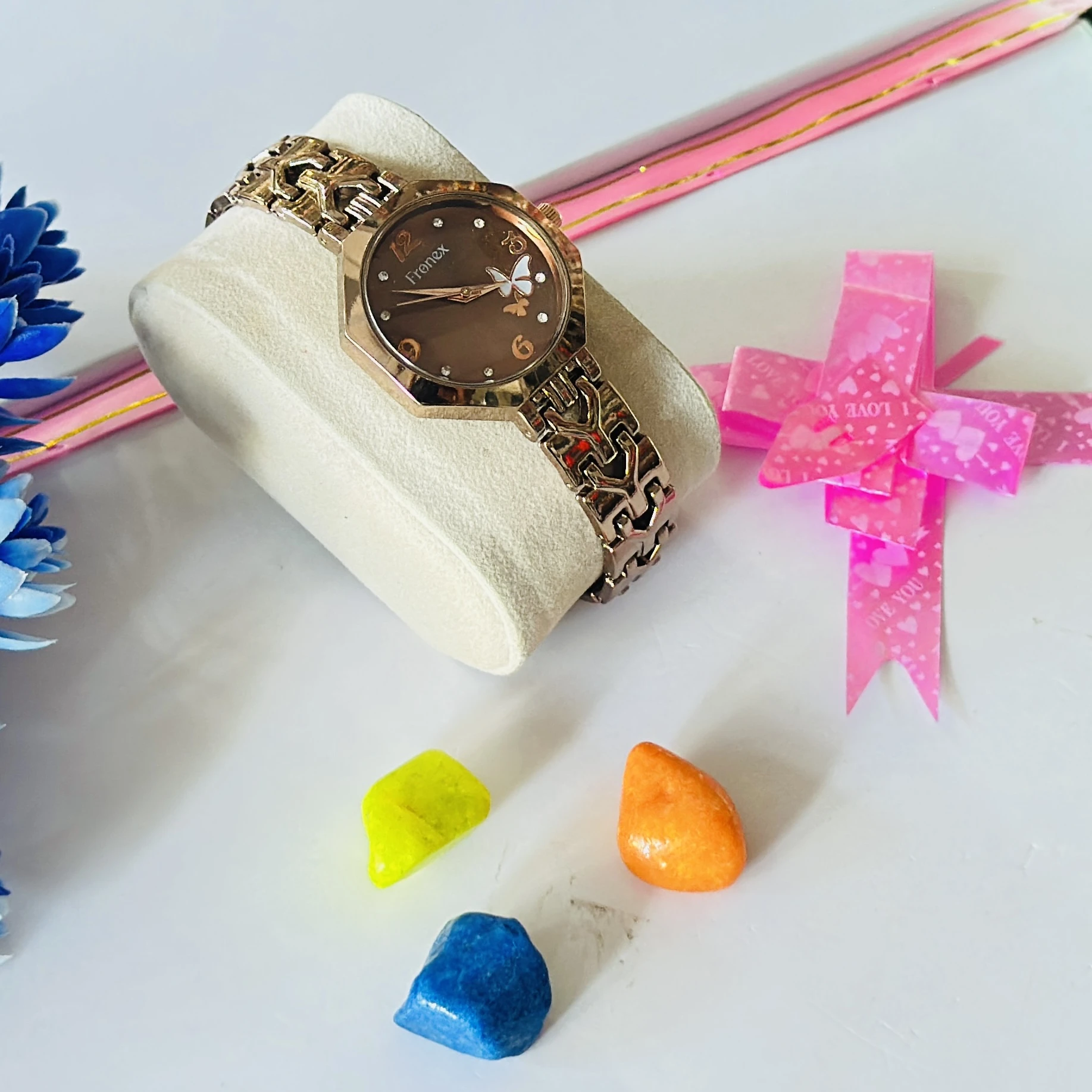 women's rose gold toned analog wrist watch