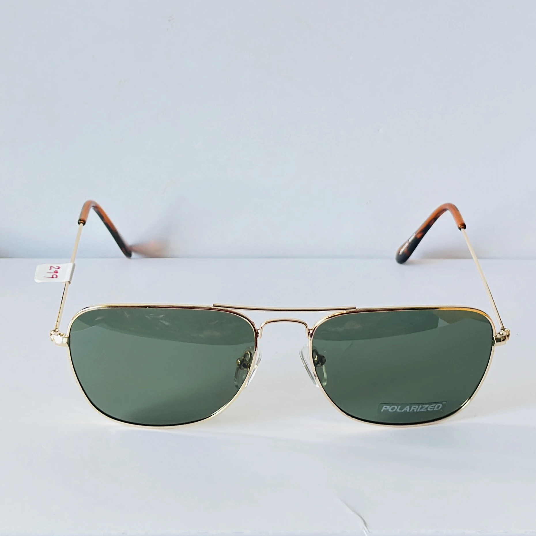 John Jacobs gold Aviator sunglasses with green lenses
