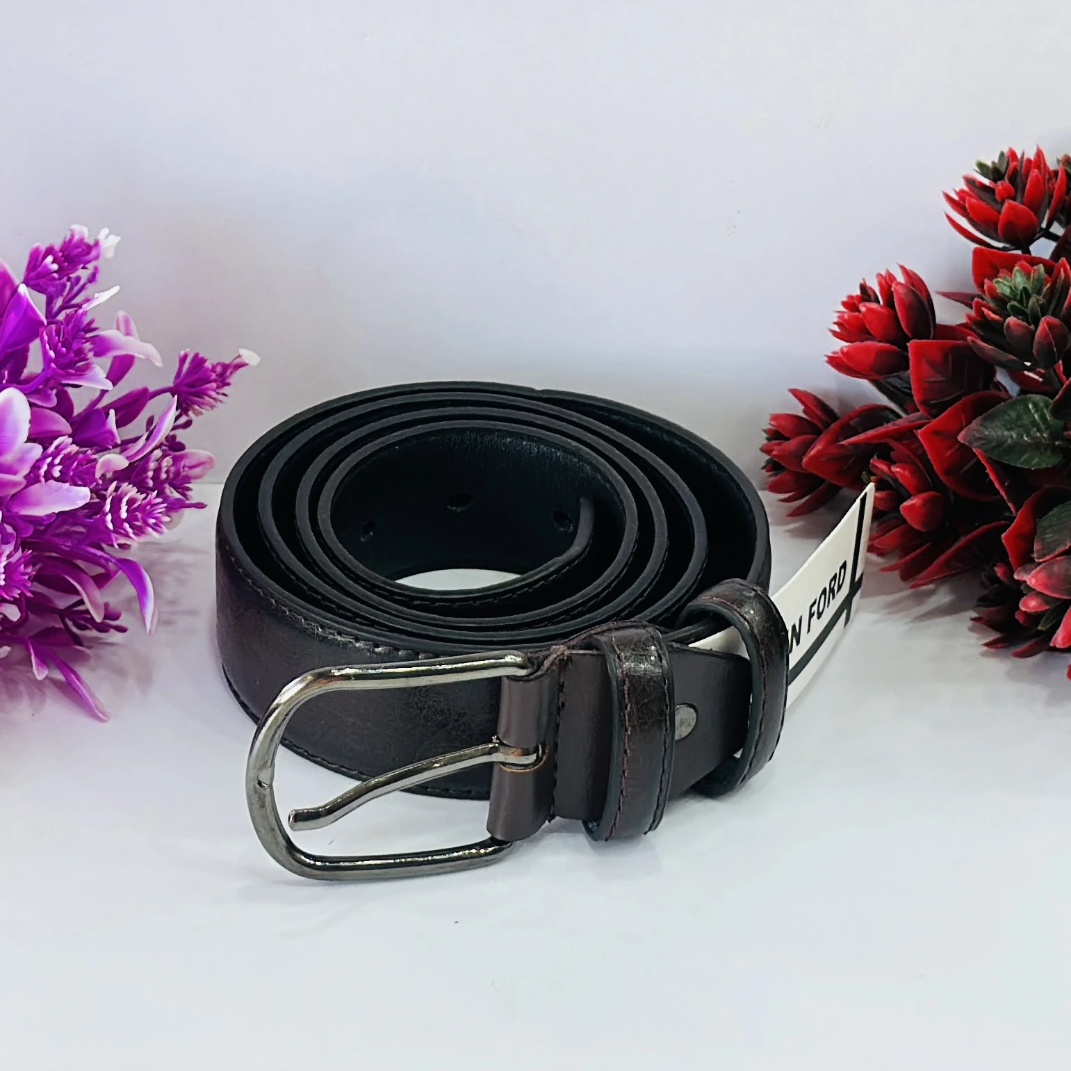 Black leather belt