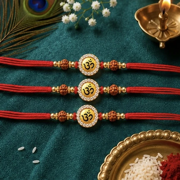 Premium Silver Om Rakhi