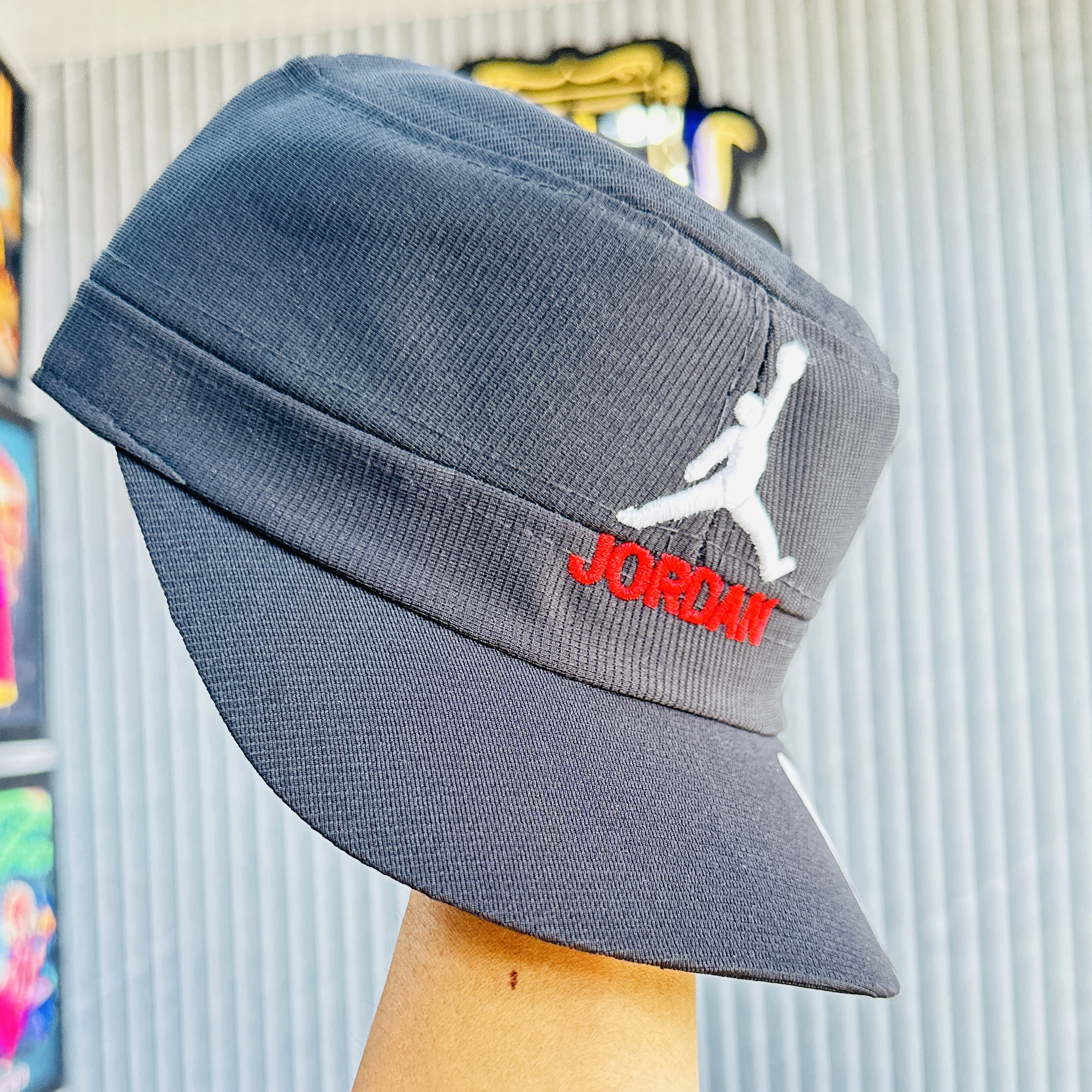Jordan brand cap features a gray flat-top design