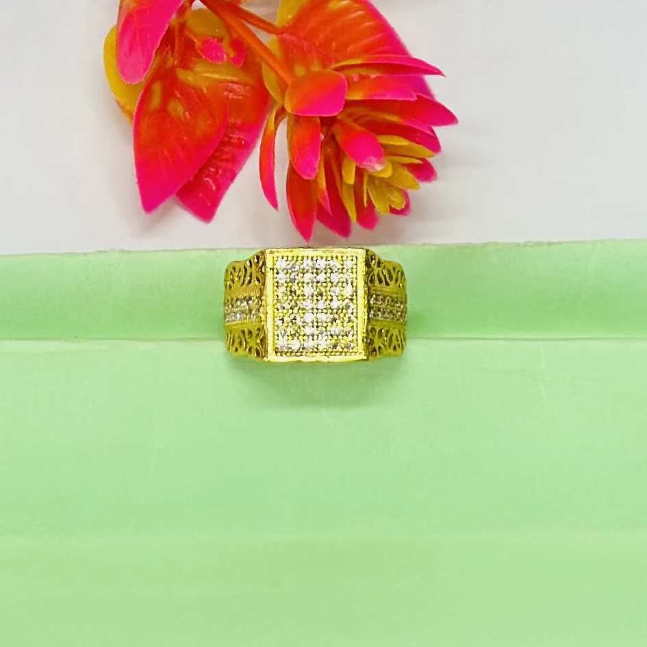 Gold plated brass ring with American diamonds.