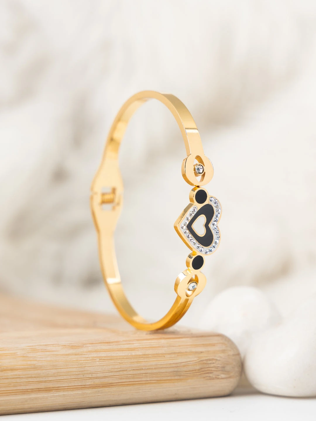 Gold plated stainless steel bangle bracelet