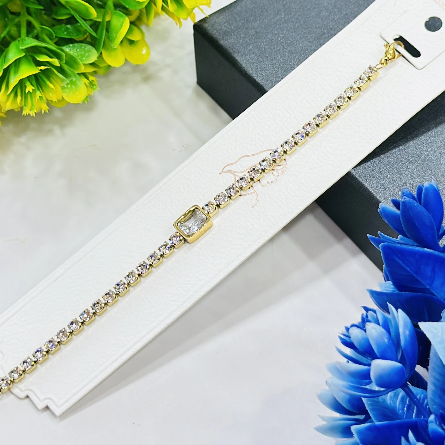 Cut Gold Tennis Bracelet