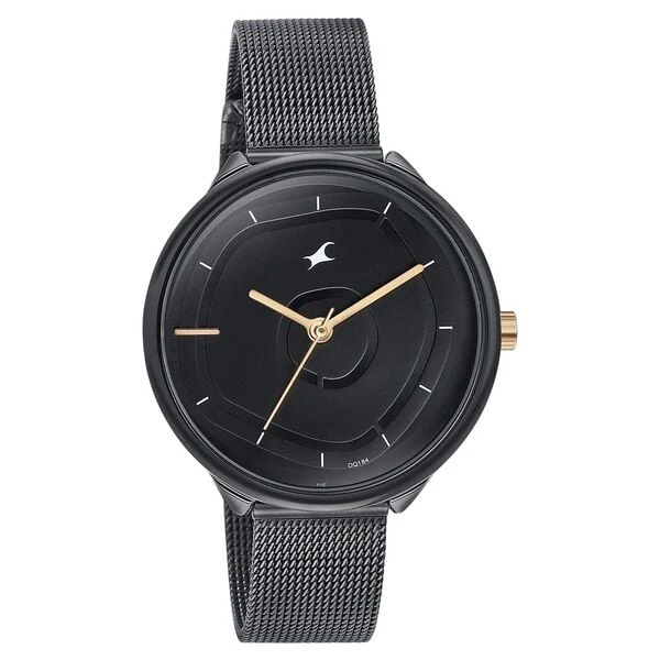 Fastrack Stunners Quartz Analog Black Dial Stainless Steel Strap Watch for Girls  Model No.NT6303KM01
