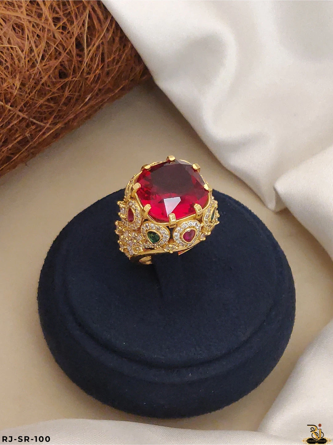 Fiery Elegance Red Stone Ring for men's